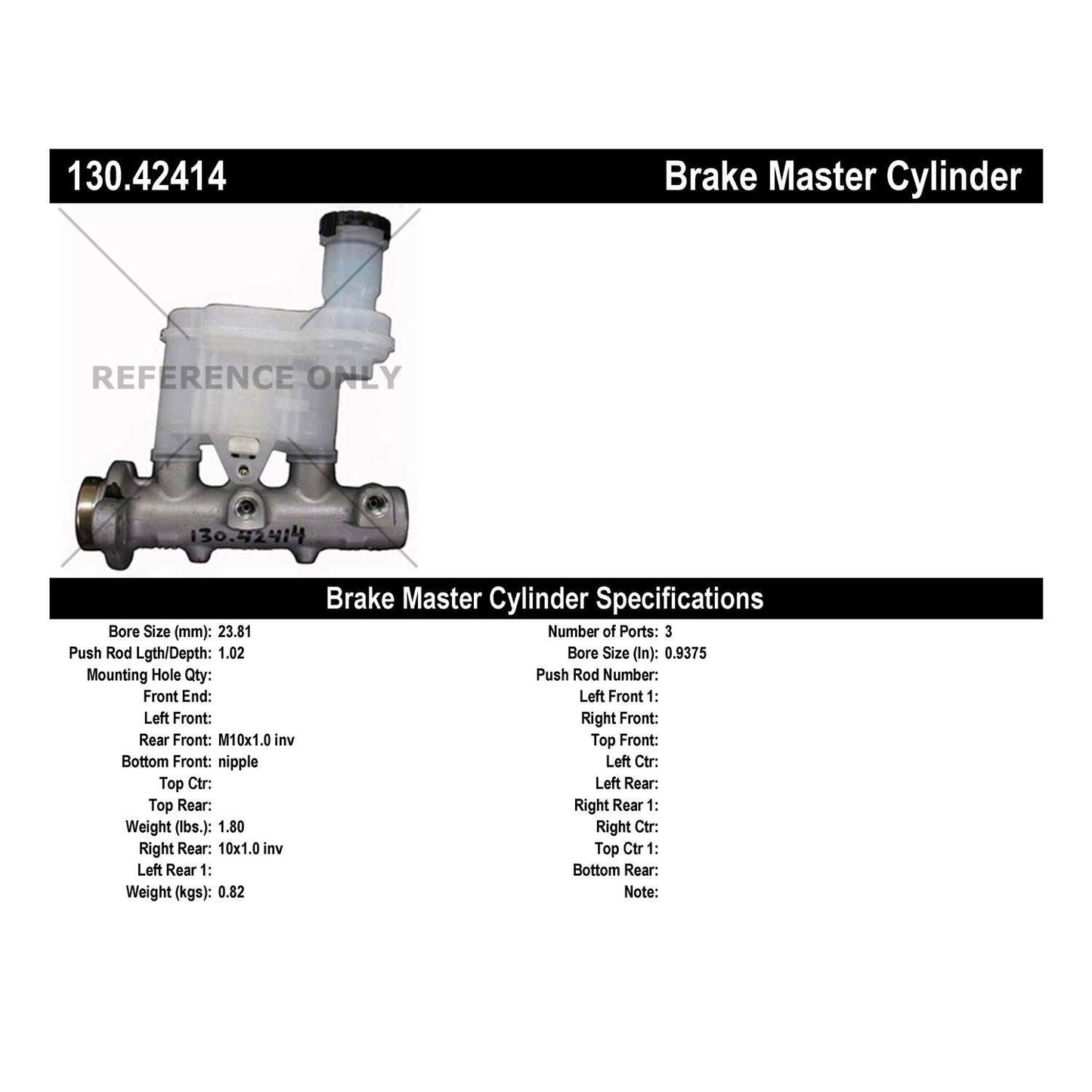 Centric Parts Premium Brake Master Cylinder 130.42414