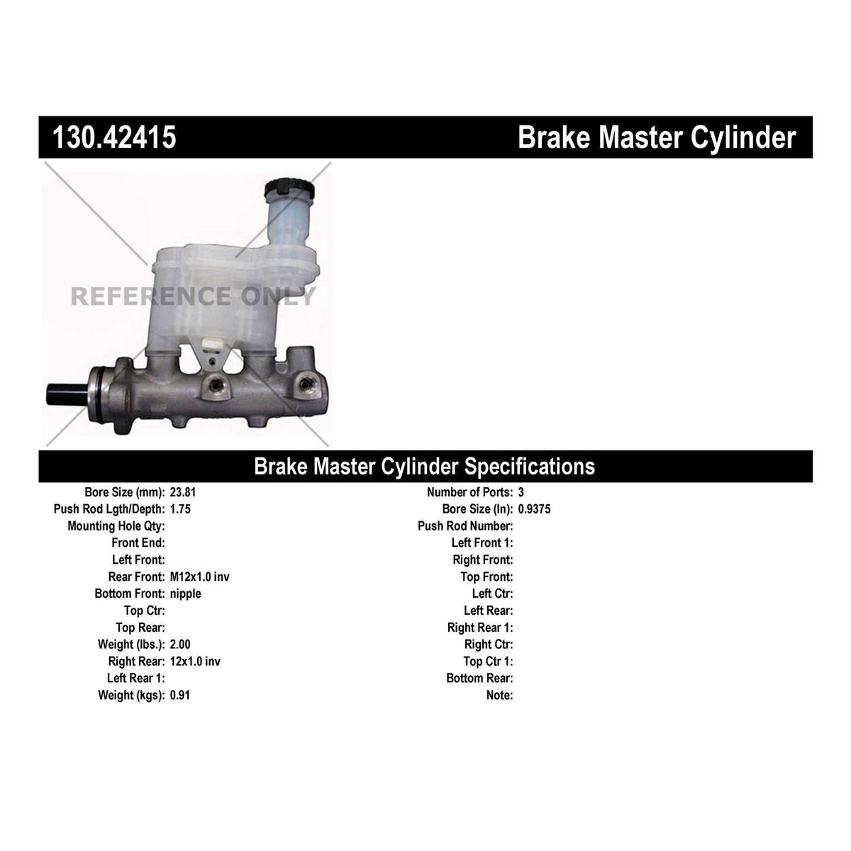 Centric Parts Premium Brake Master Cylinder 130.42415