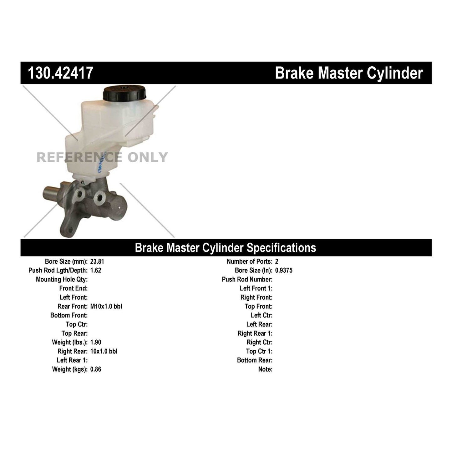 Centric Parts Premium Brake Master Cylinder 130.42417