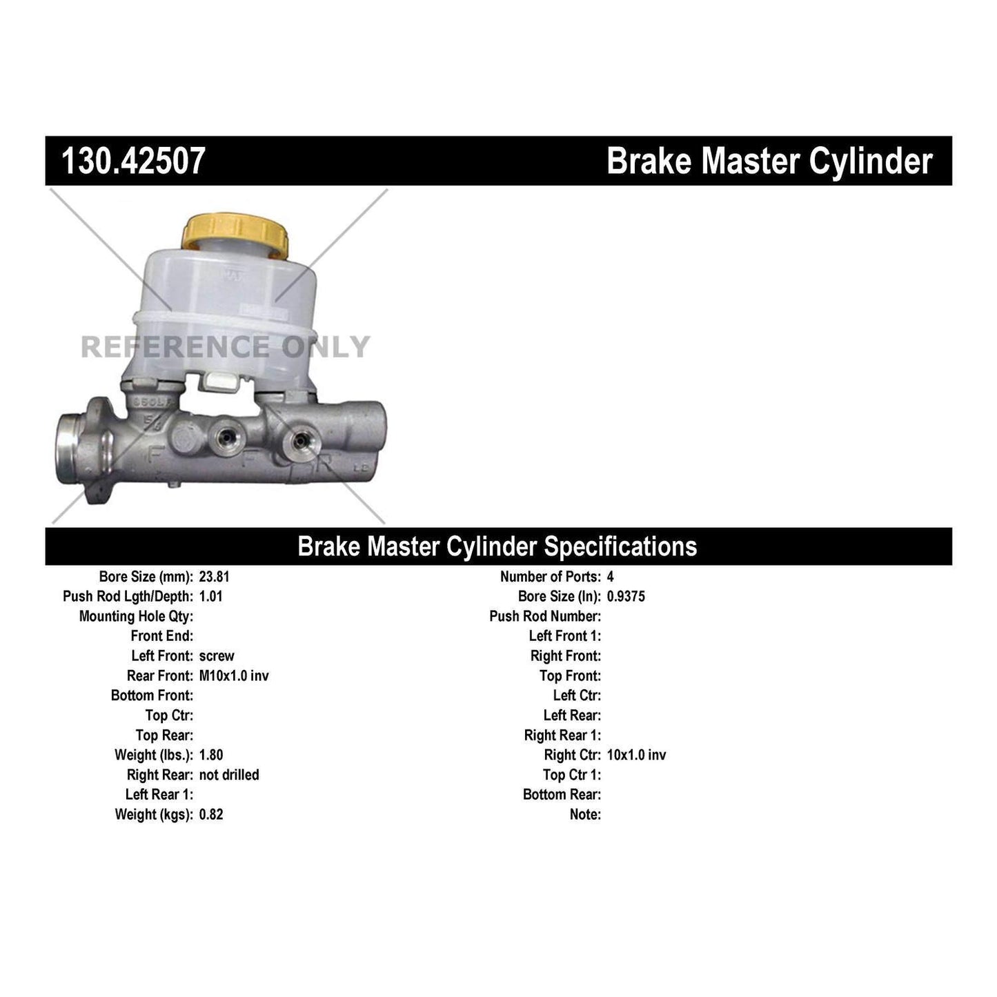Centric Parts Brake Master Cylinder Premium for 1994-1998 Nissan 240SX 130.42507