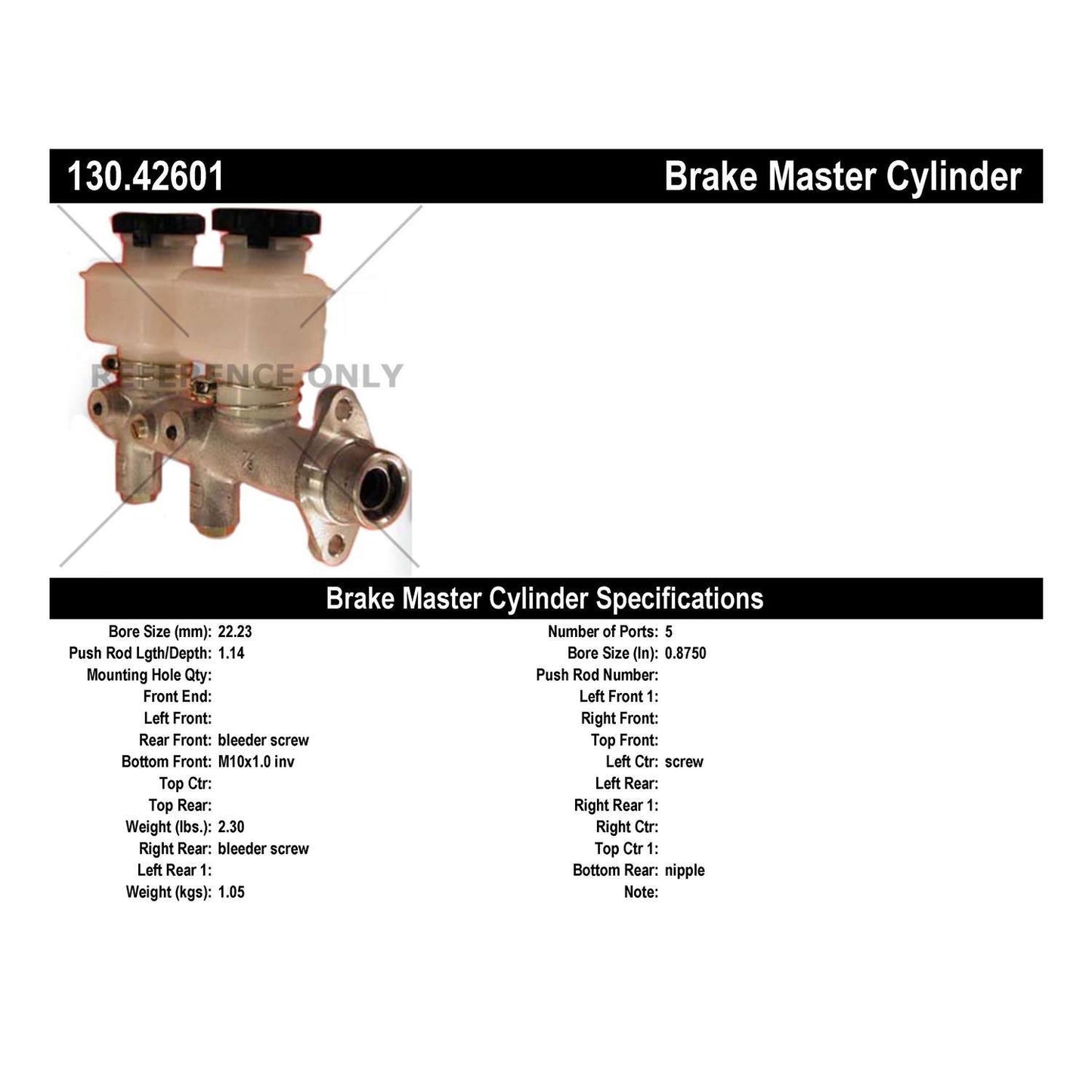 Centric Parts Premium Brake Master Cylinder for 1973-1981 Nissan 200SX/240Z/260Z/280Z 130.42601
