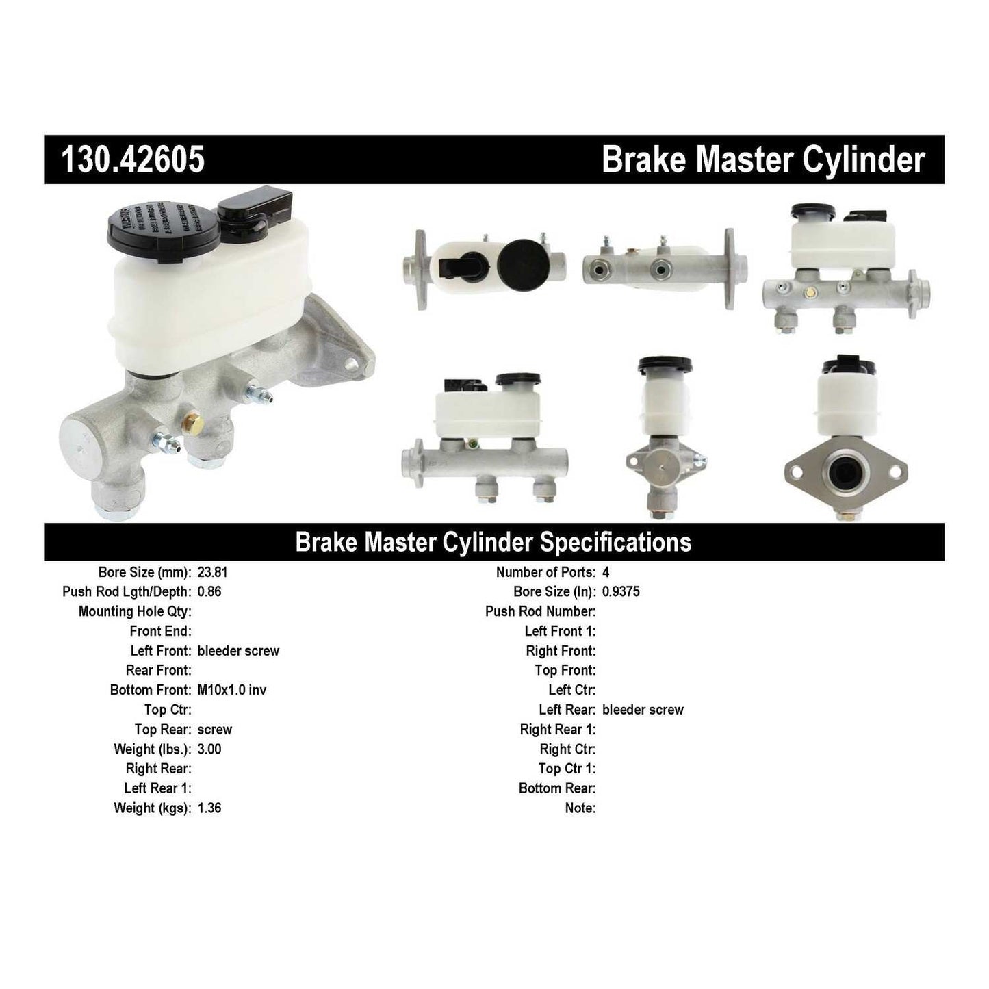 Centric Parts Premium Brake Master Cylinder 130.42605