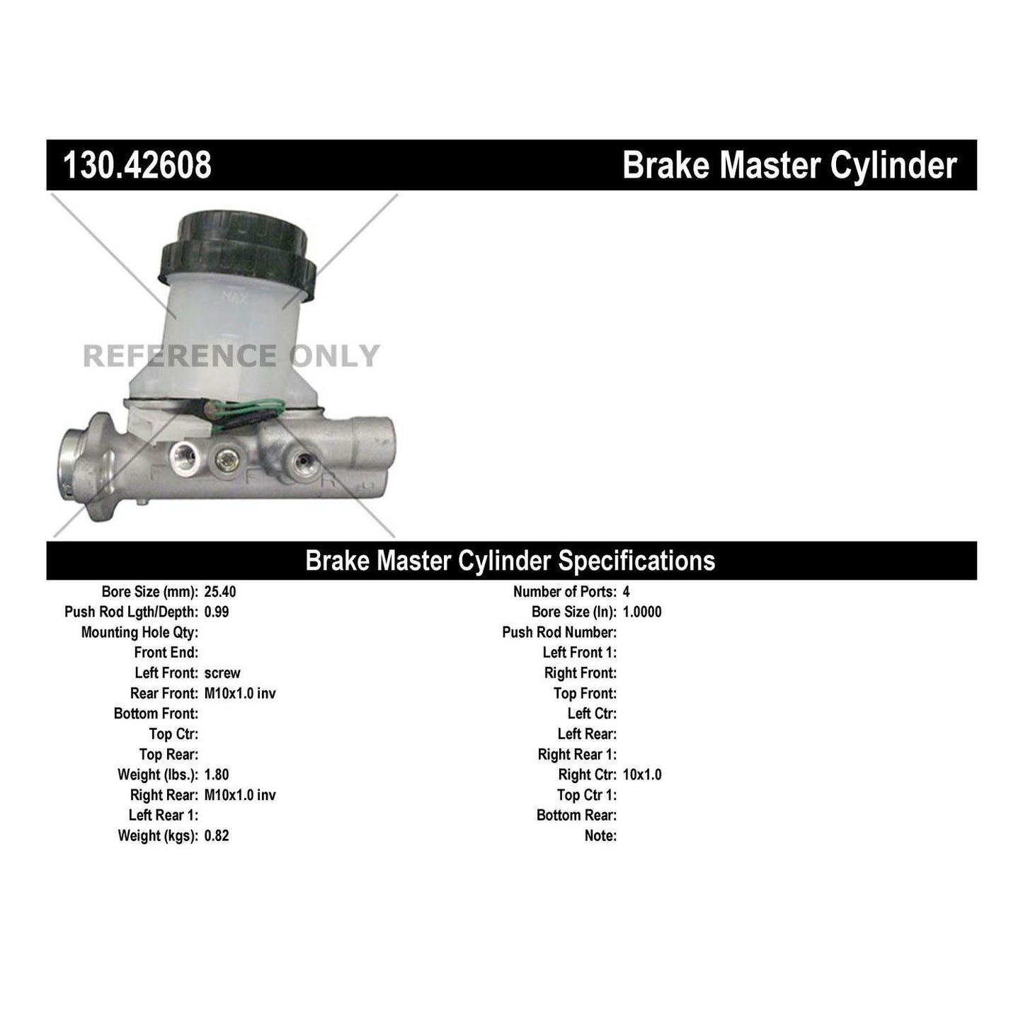 Stoptech Centric 90-96 Nissan 300ZX Premium Brake Master Cylinder 130.42608
