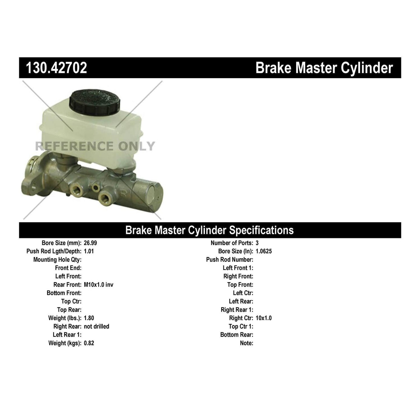 Centric Parts Brake Master Cylinder 130.42702