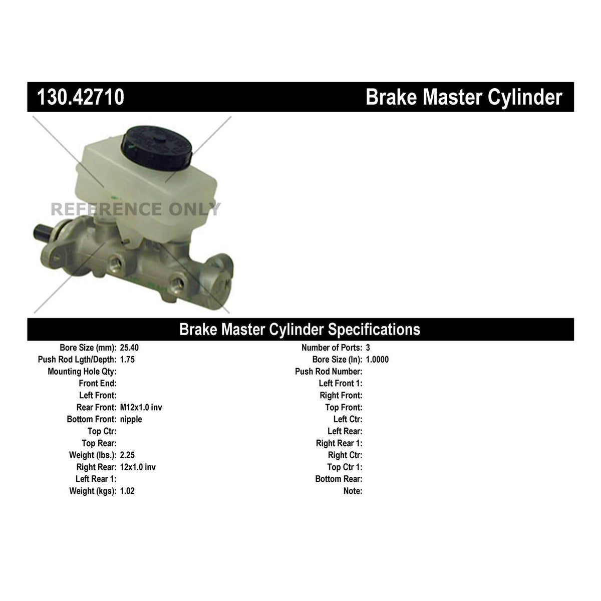 Centric Parts Brake Master Cylinder Premium 130.42710