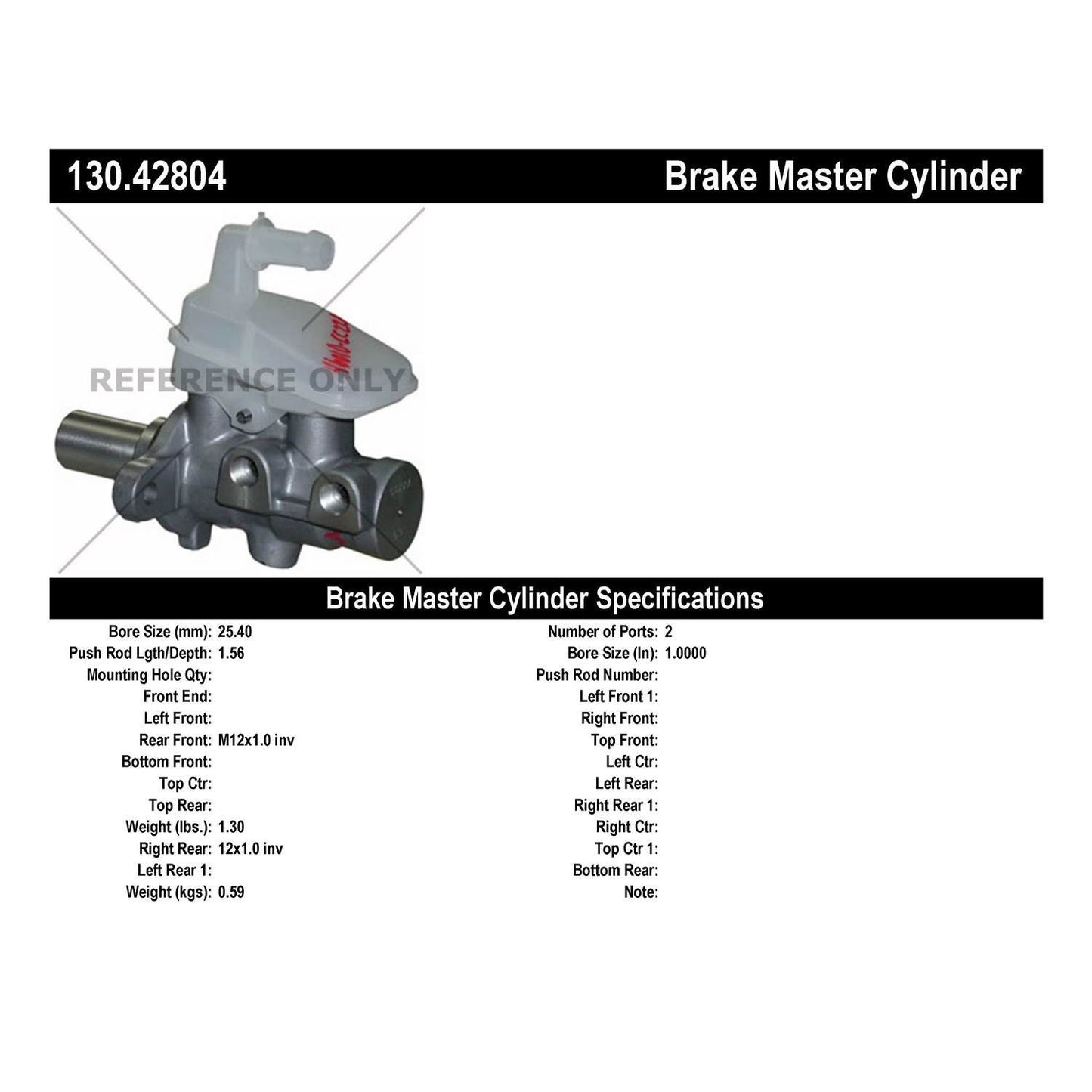 Centric Parts Premium Brake Master Cylinder 130.42804