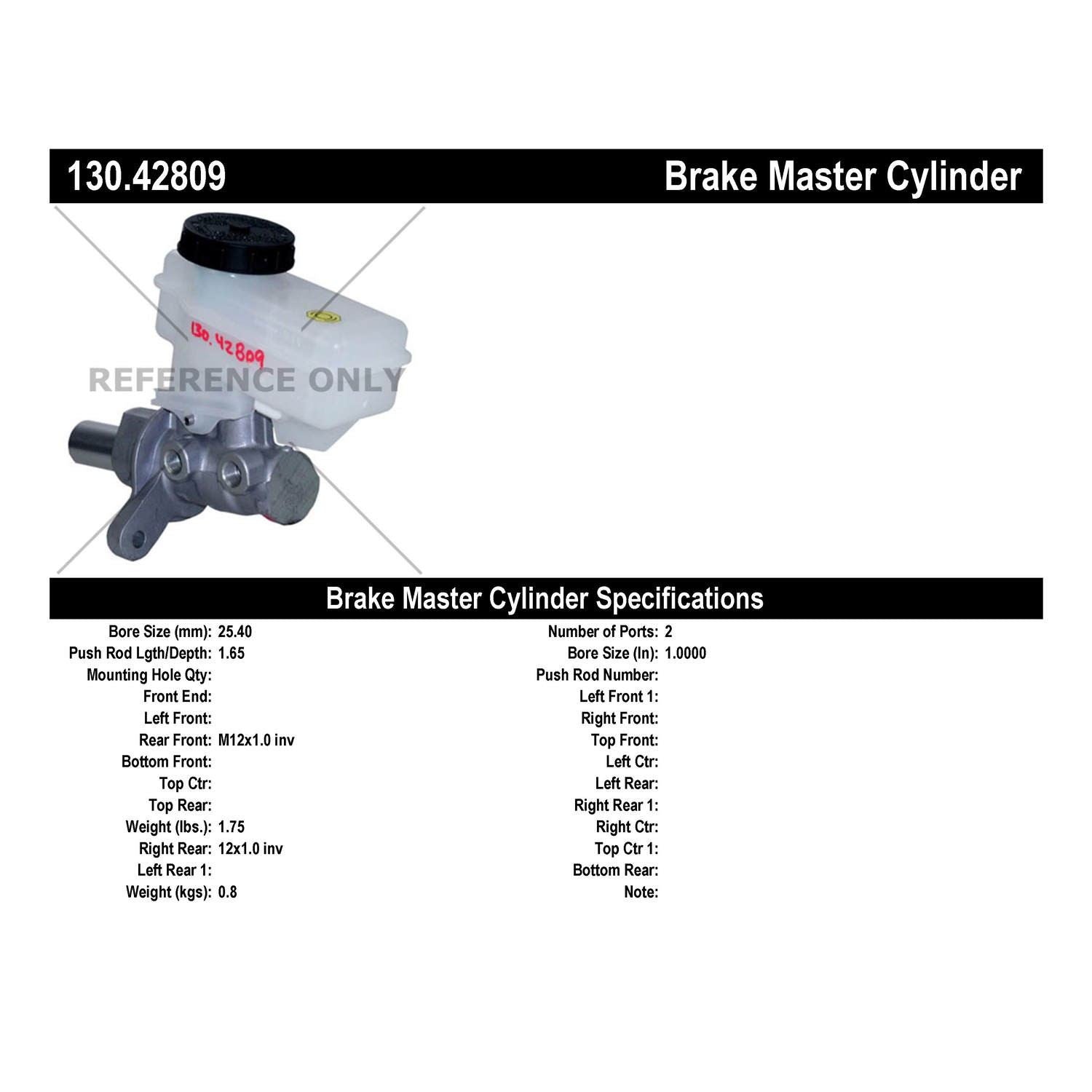 Centric Parts Premium Brake Master Cylinder 130.42809