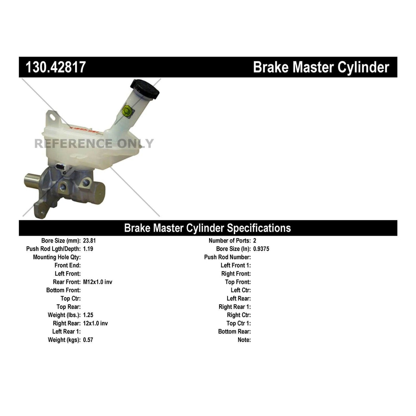 Centric Parts Brake Master Cylinder Premium for OEM fit 130.42817