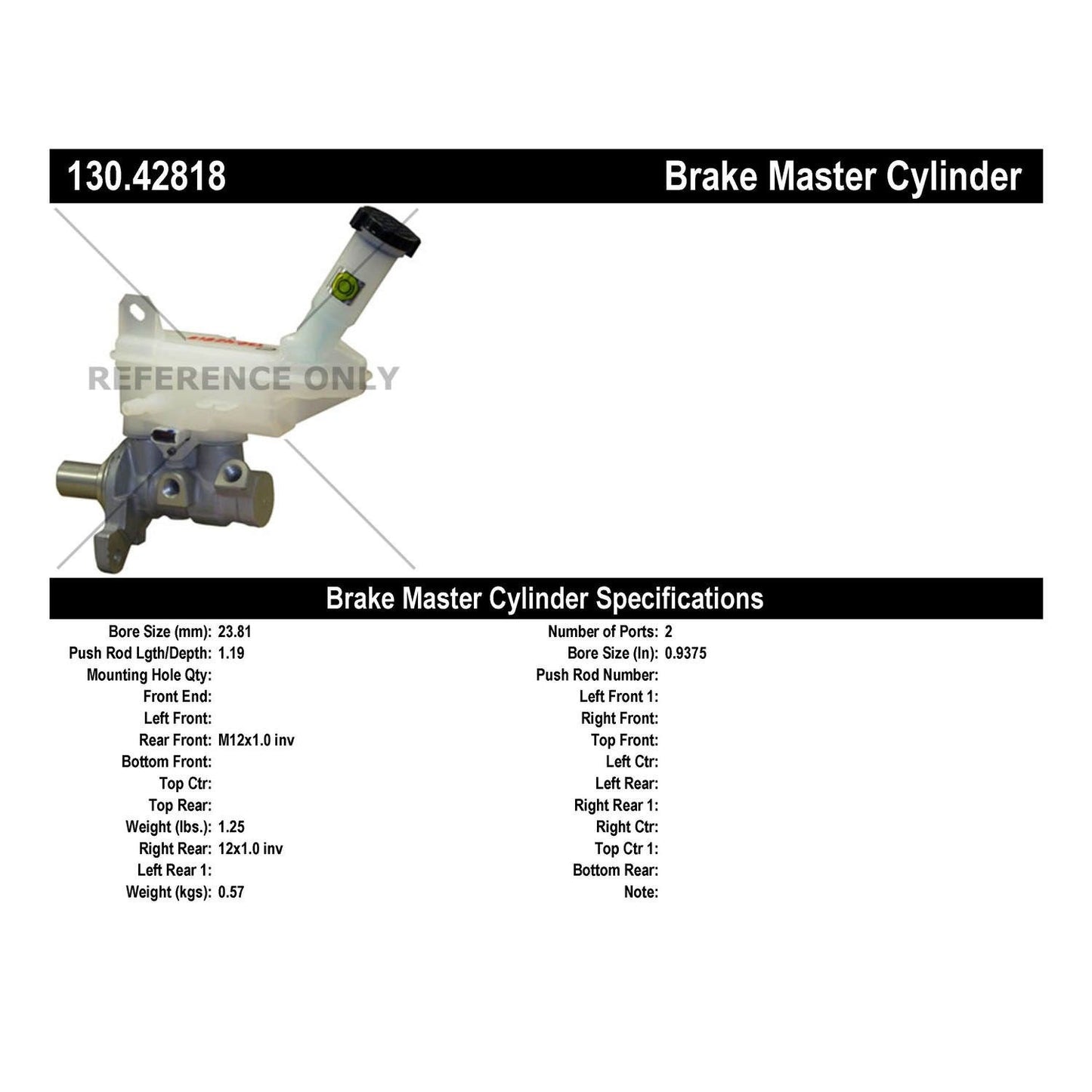 Stoptech Centric Premium Brake Master Cylinder 130.42818