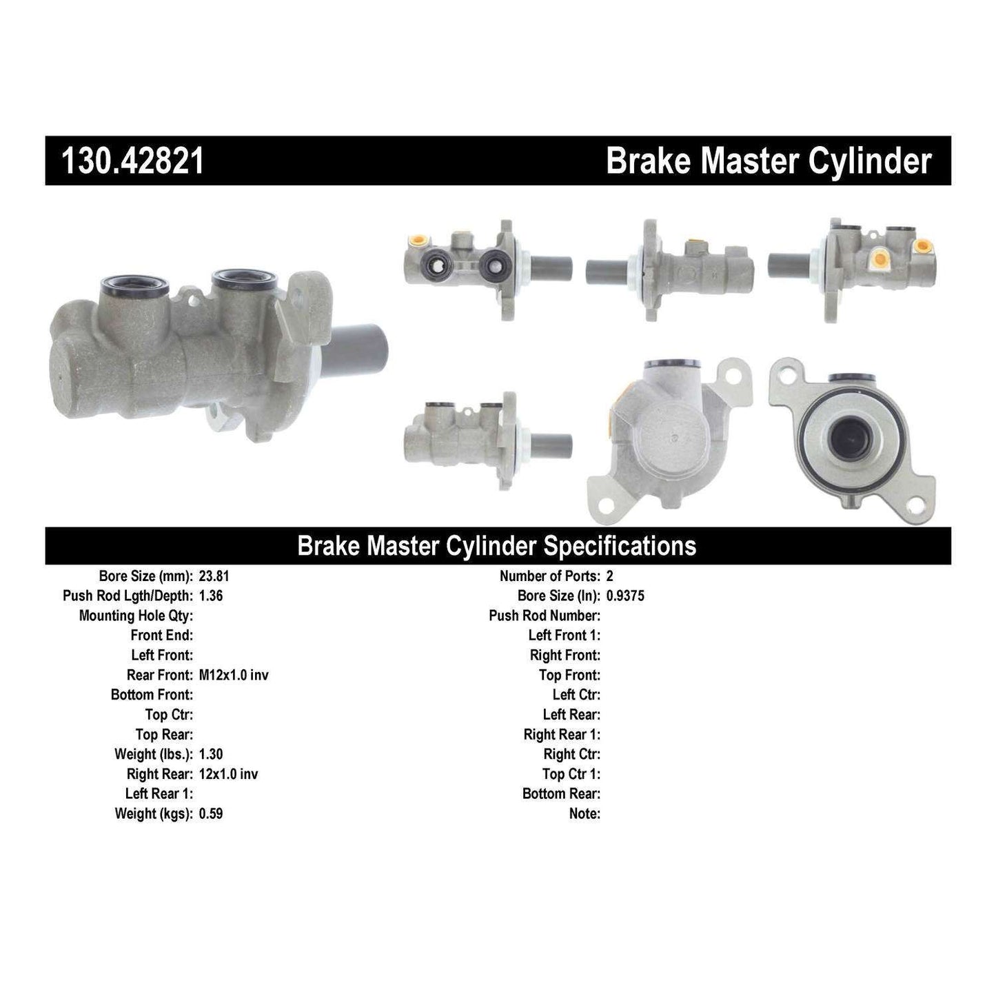 Stoptech Centric Premium Brake Master Cylinder 130.42821