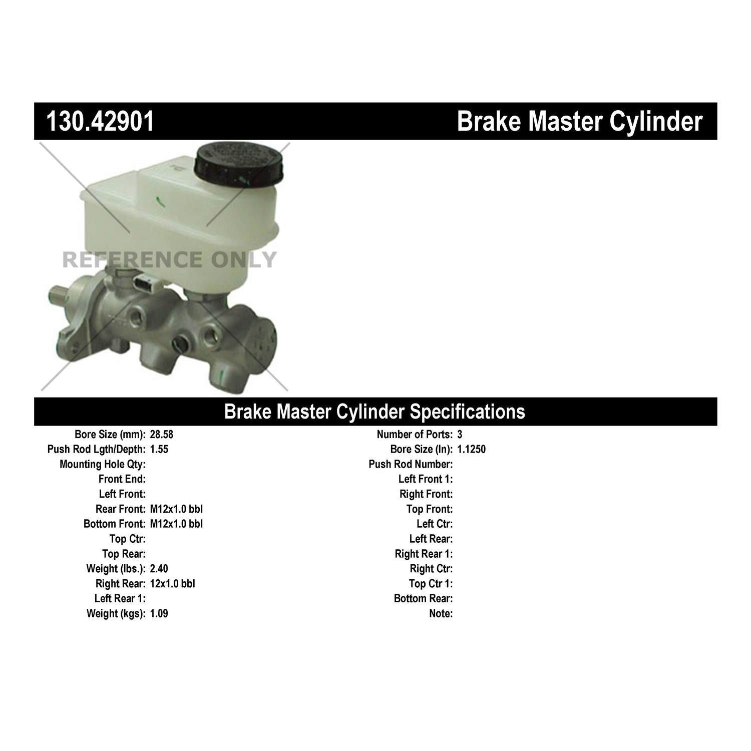 StopTech Premium Brake Master Cylinder 130.42901