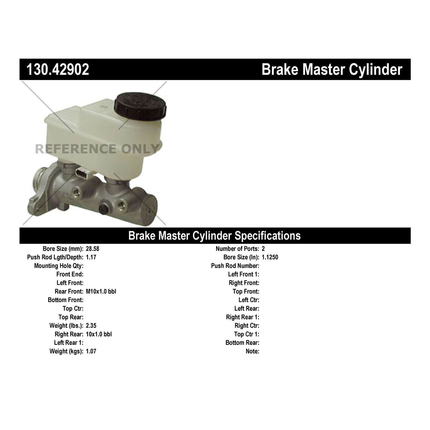 Centric Parts Brake Master Cylinder Premium 130.42902