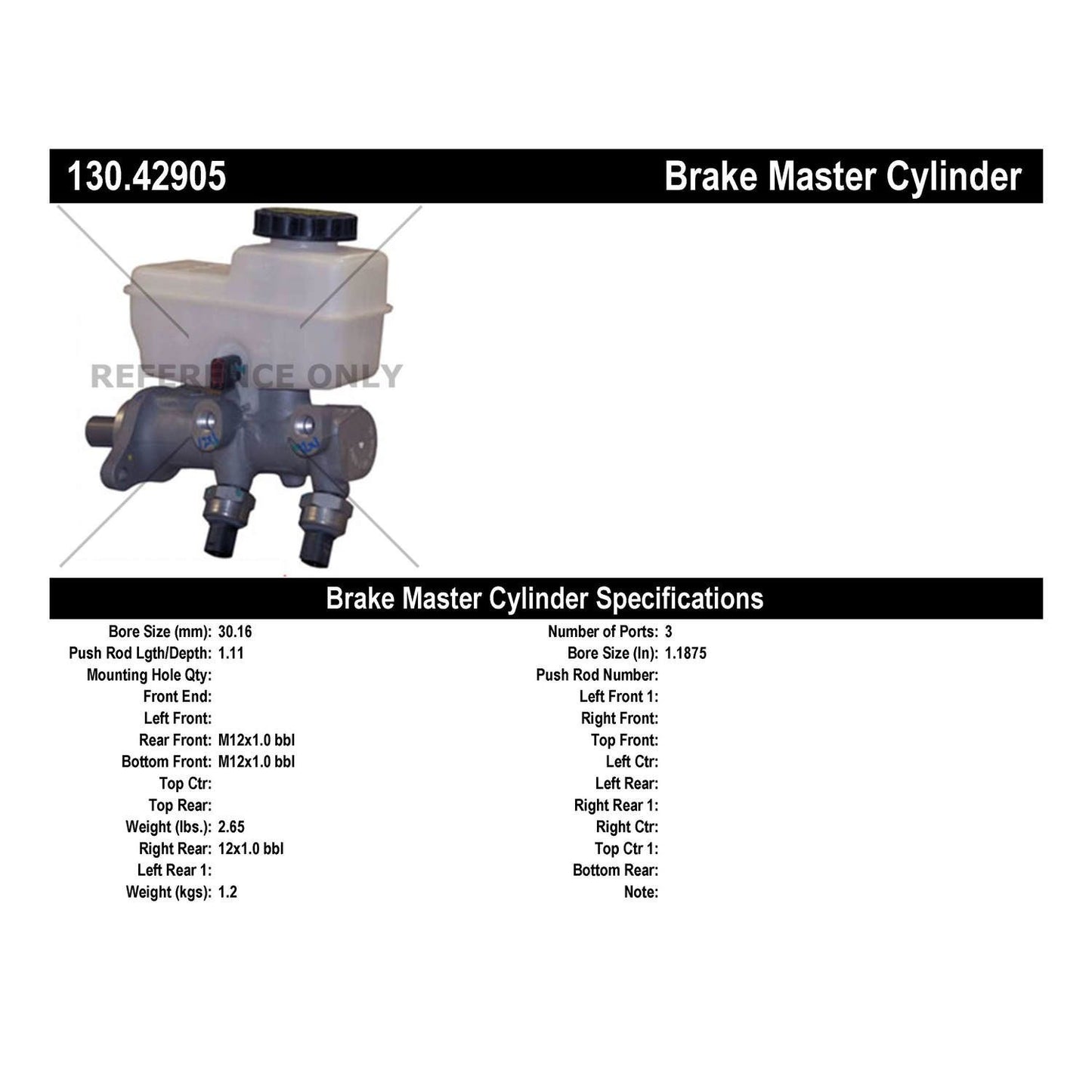 Stoptech Centric 08-15 Nissan Armada Premium Brake Master Cylinder 130.42905