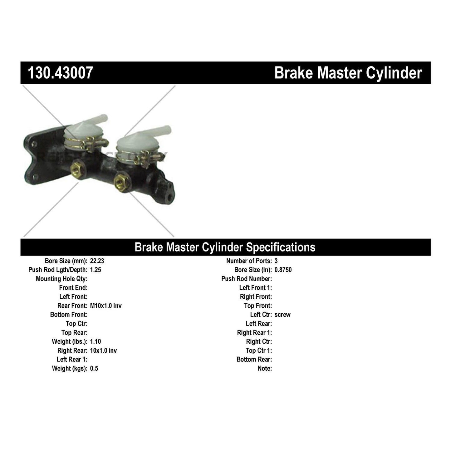 Centric Parts Premium Brake Master Cylinder 130.43007