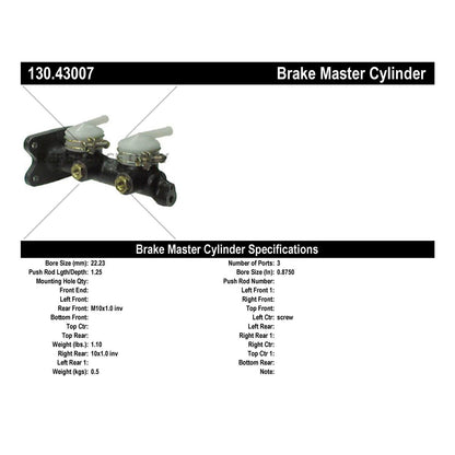 Centric Parts Premium Brake Master Cylinder 130.43007