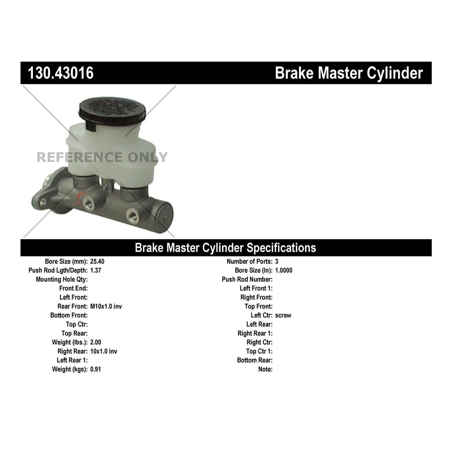 Centric Parts Premium Brake Master Cylinder 130.43016