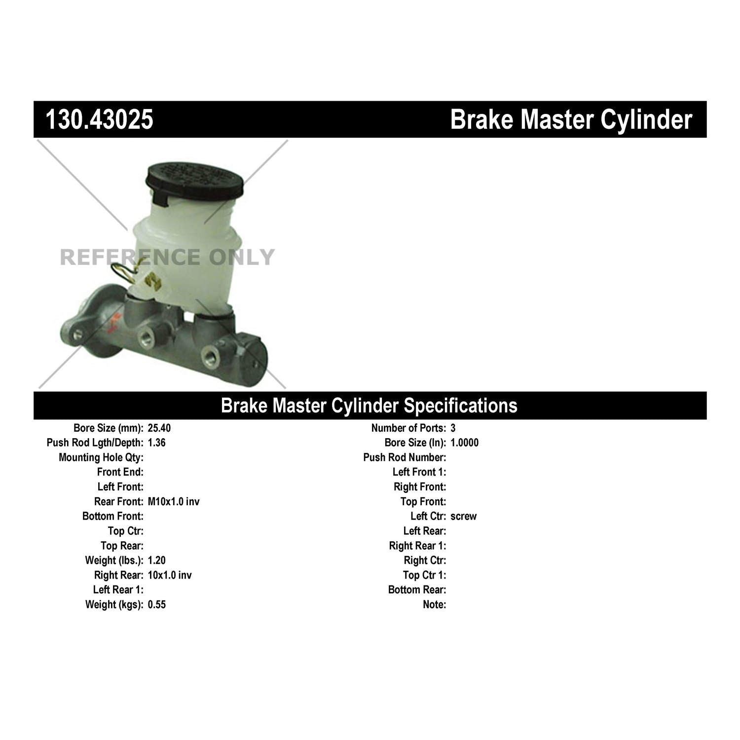 StopTech Premium Brake Master Cylinder 130.43025