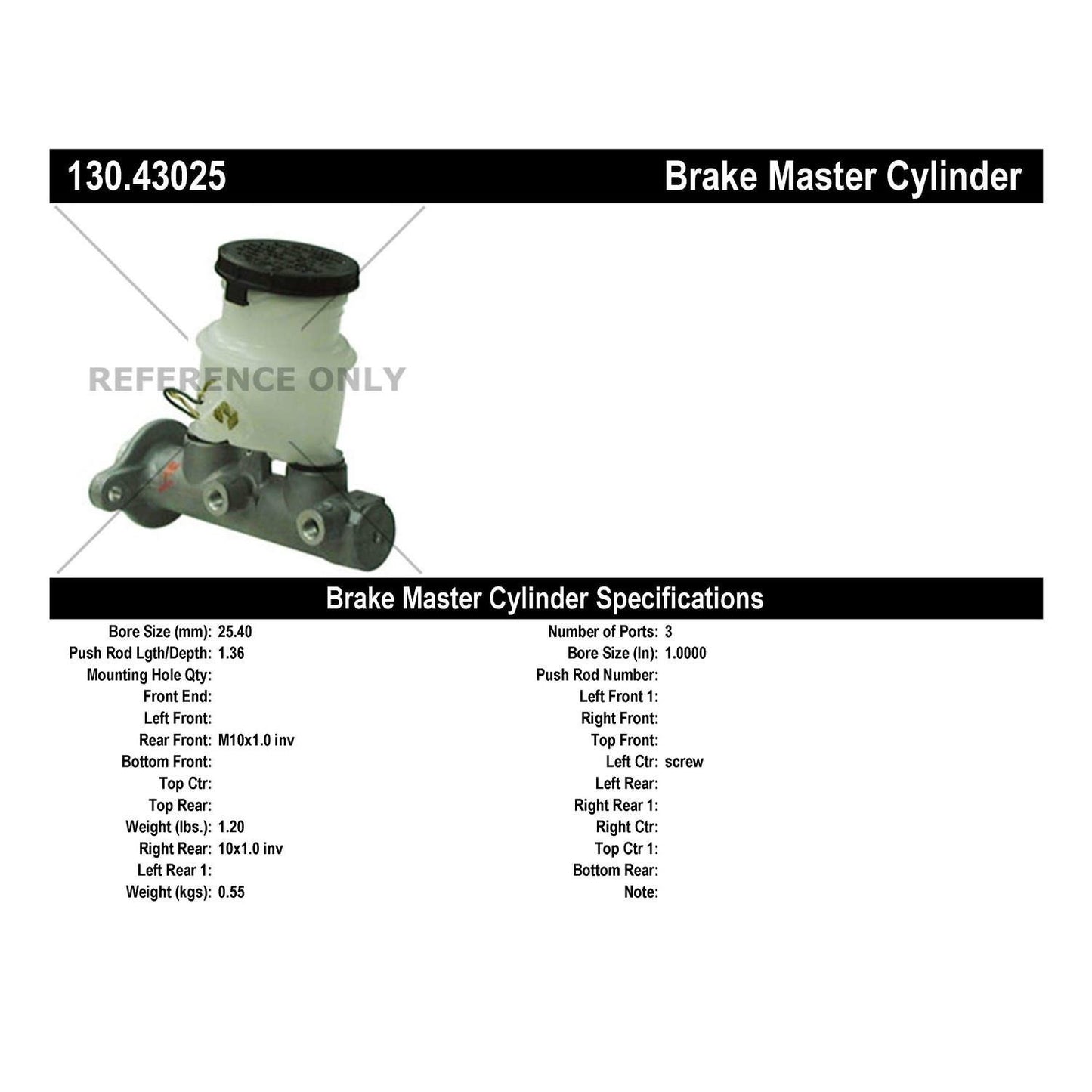 Centric Parts Premium Brake Master Cylinder 130.43025