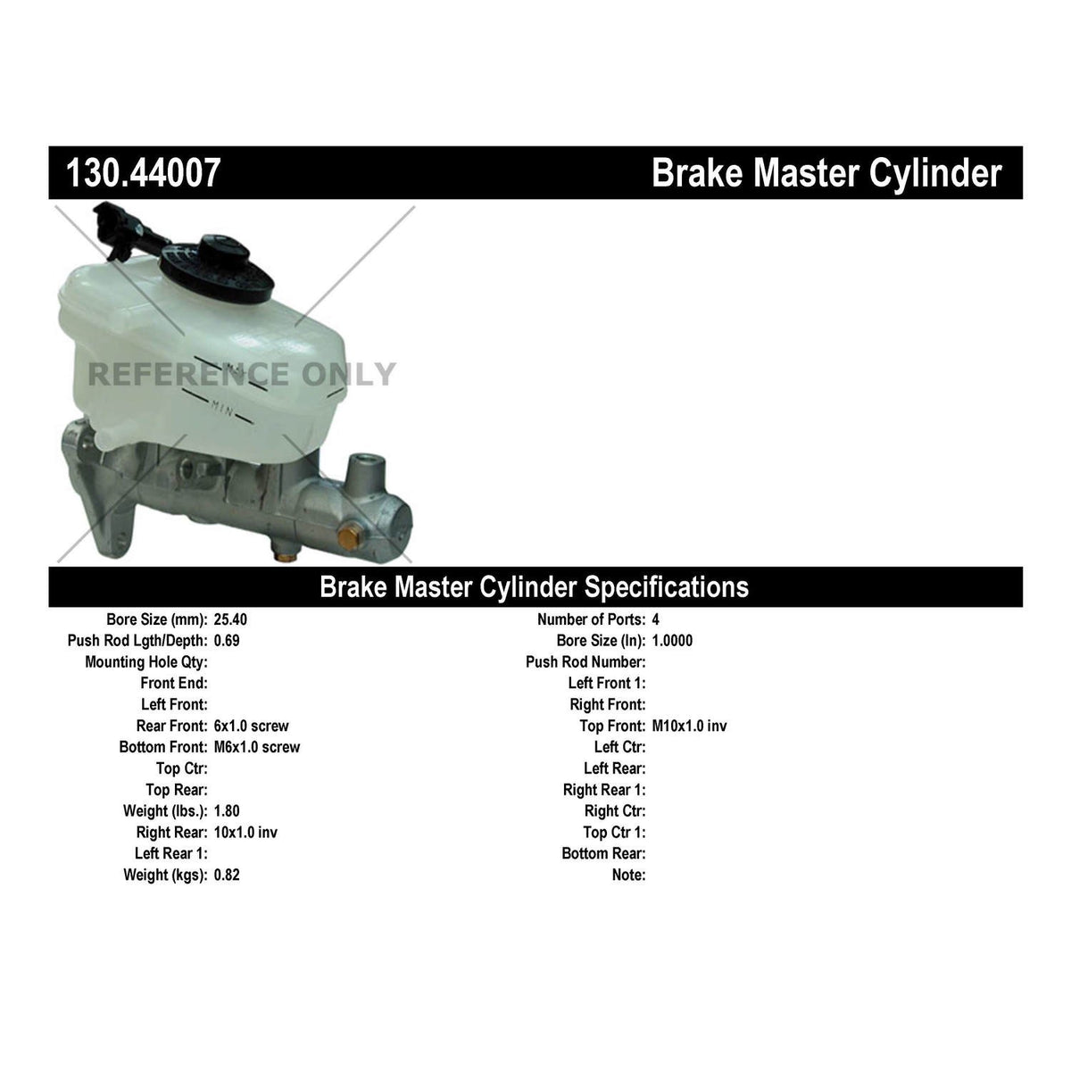 Centric Parts Brake Master Cylinder Premium for OEM fit 130.44007