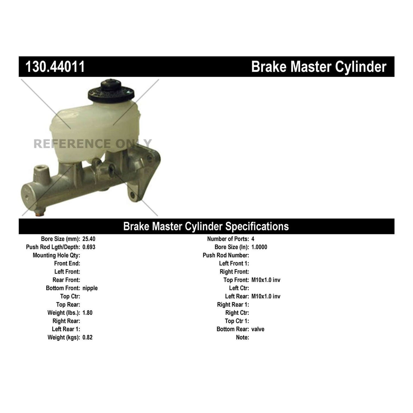 Centric Parts Brake Master Cylinder Premium 130.44011