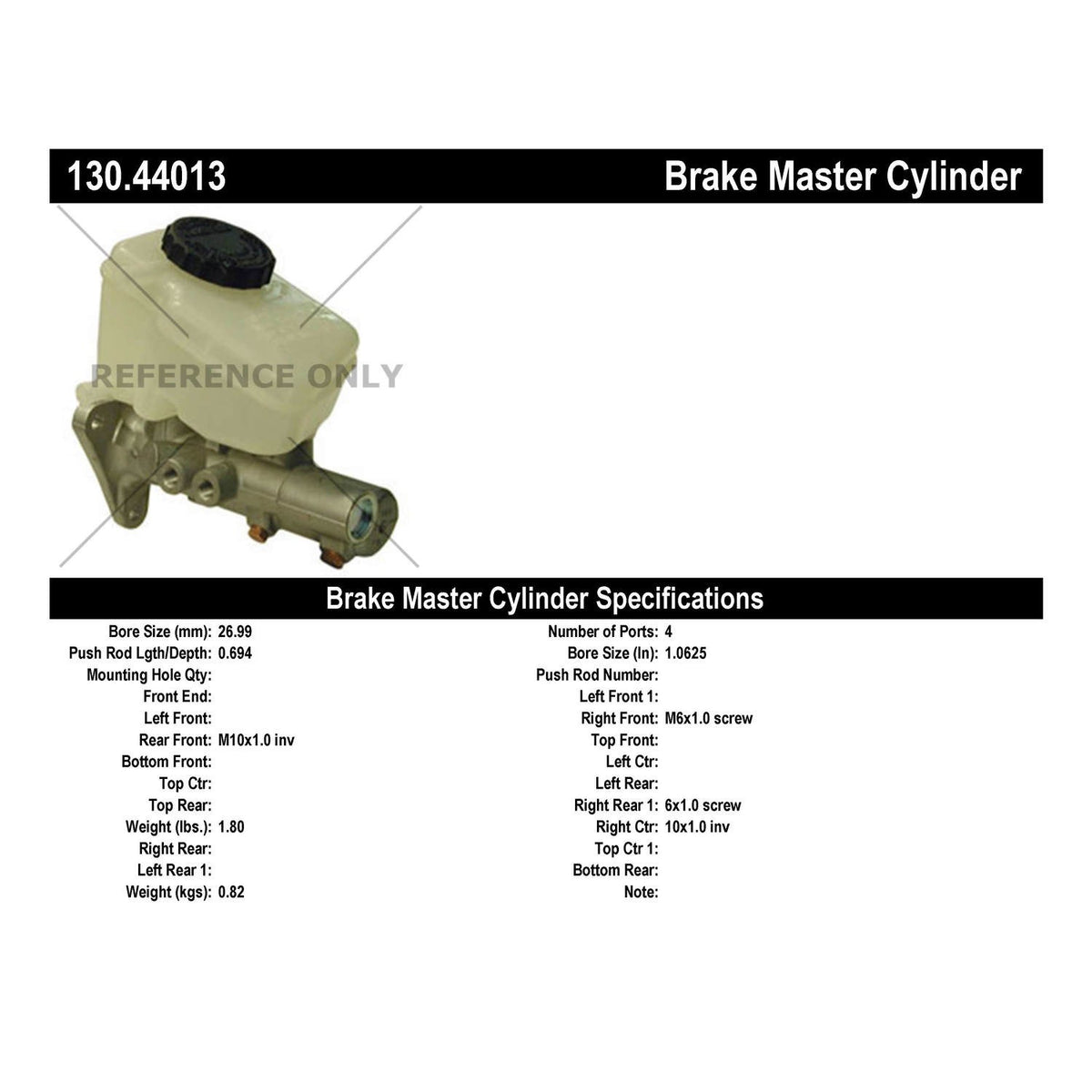 Centric Parts Premium Brake Master Cylinder 130.44013
