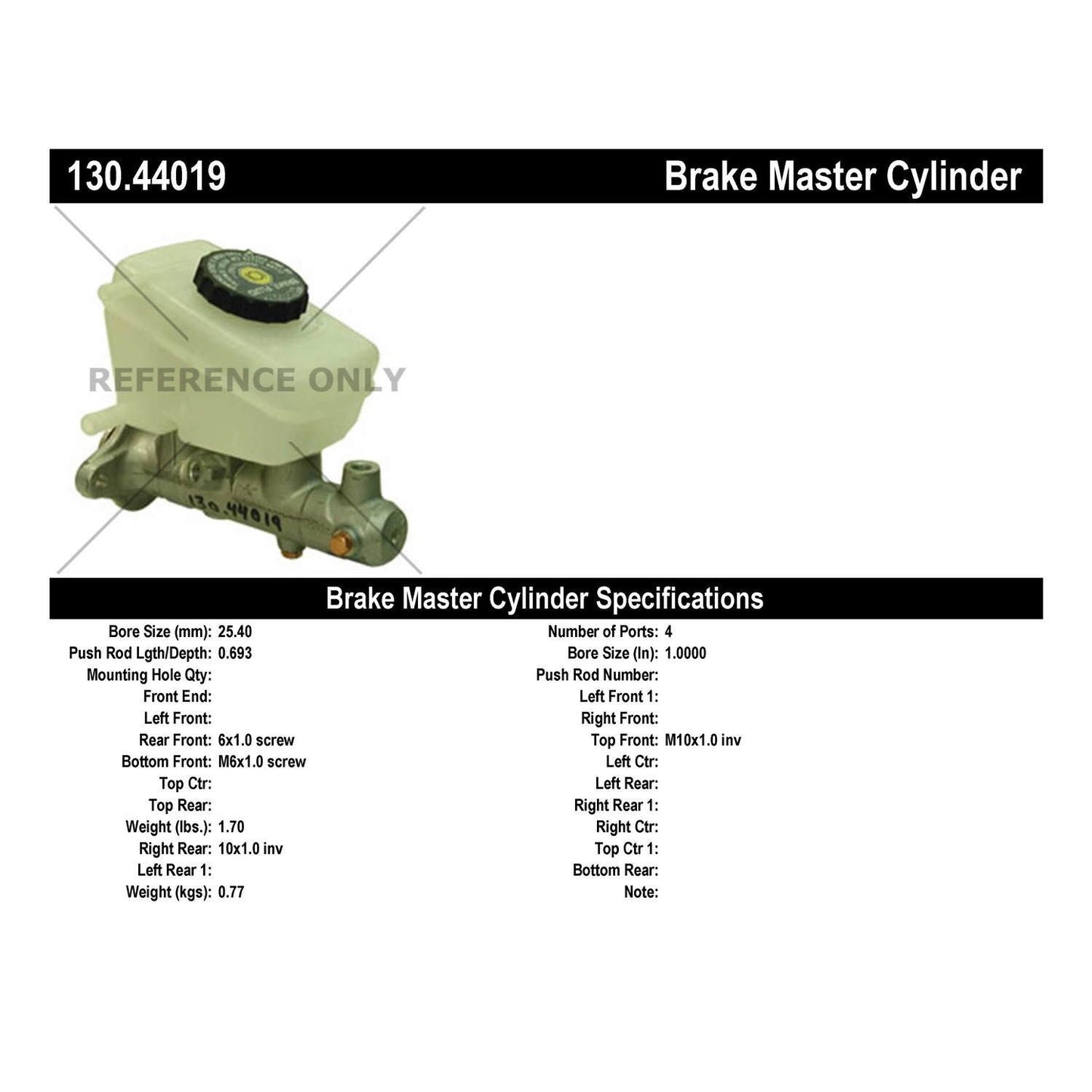 Centric Parts Brake Master Cylinder Premium 130.44019
