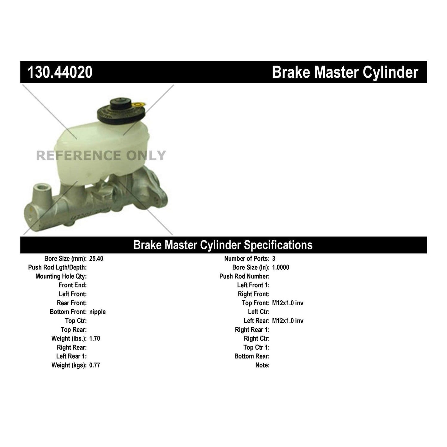Centric Parts Brake Master Cylinder 130.44020