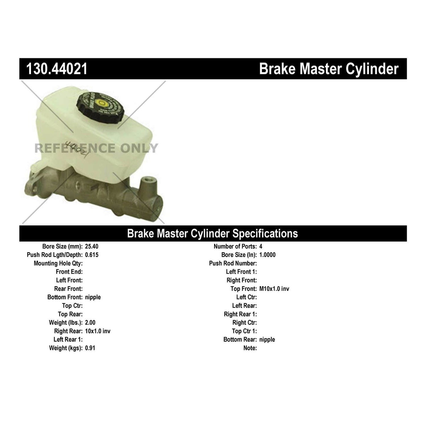 Stoptech Centric Premium Brake Master Cylinder 130.44021
