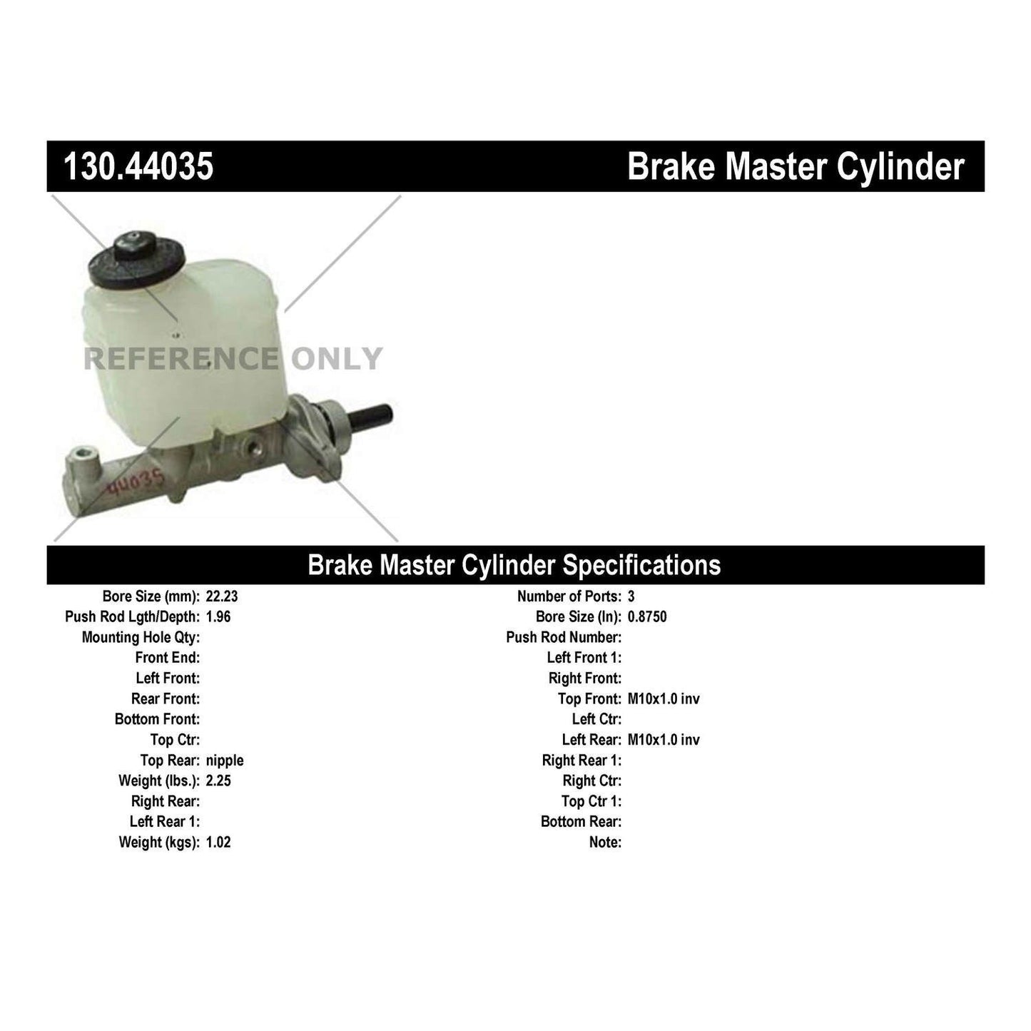 Centric Parts Premium Brake Master Cylinder 130.44035