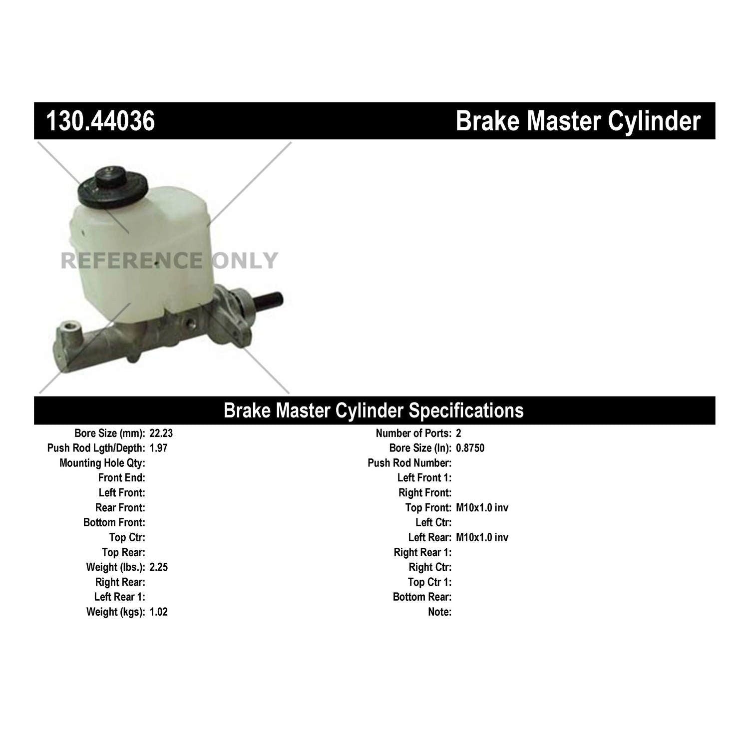 Centric Parts Premium Brake Master Cylinder 130.44036