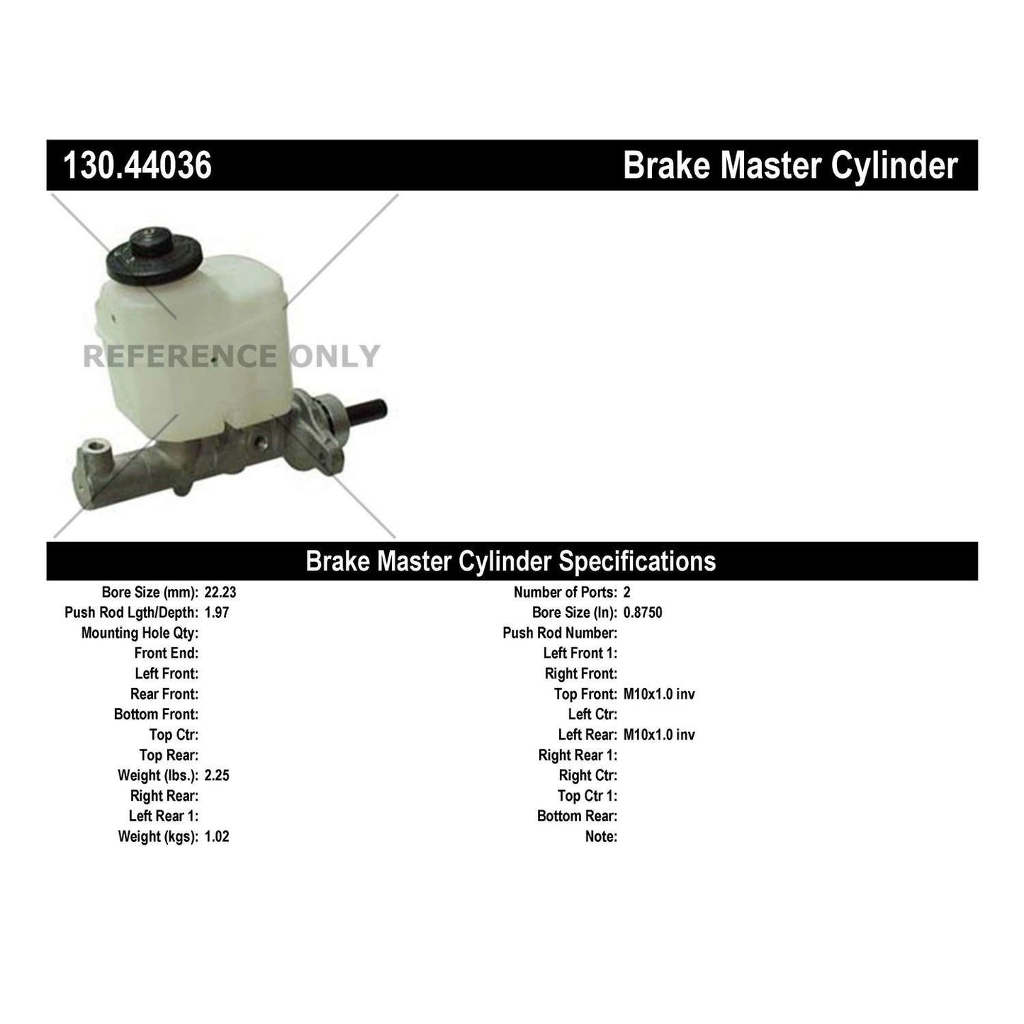 Centric Parts Brake Master Cylinder Premium 130.44036