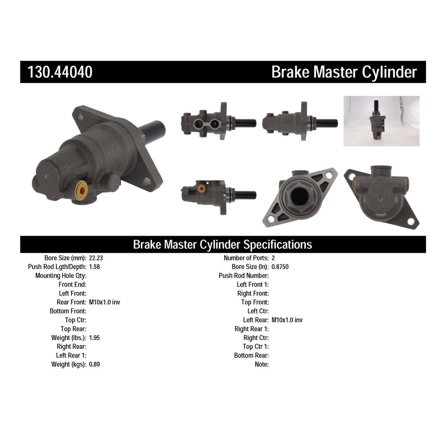 Centric Parts Brake Master Cylinder Premium 130.44040