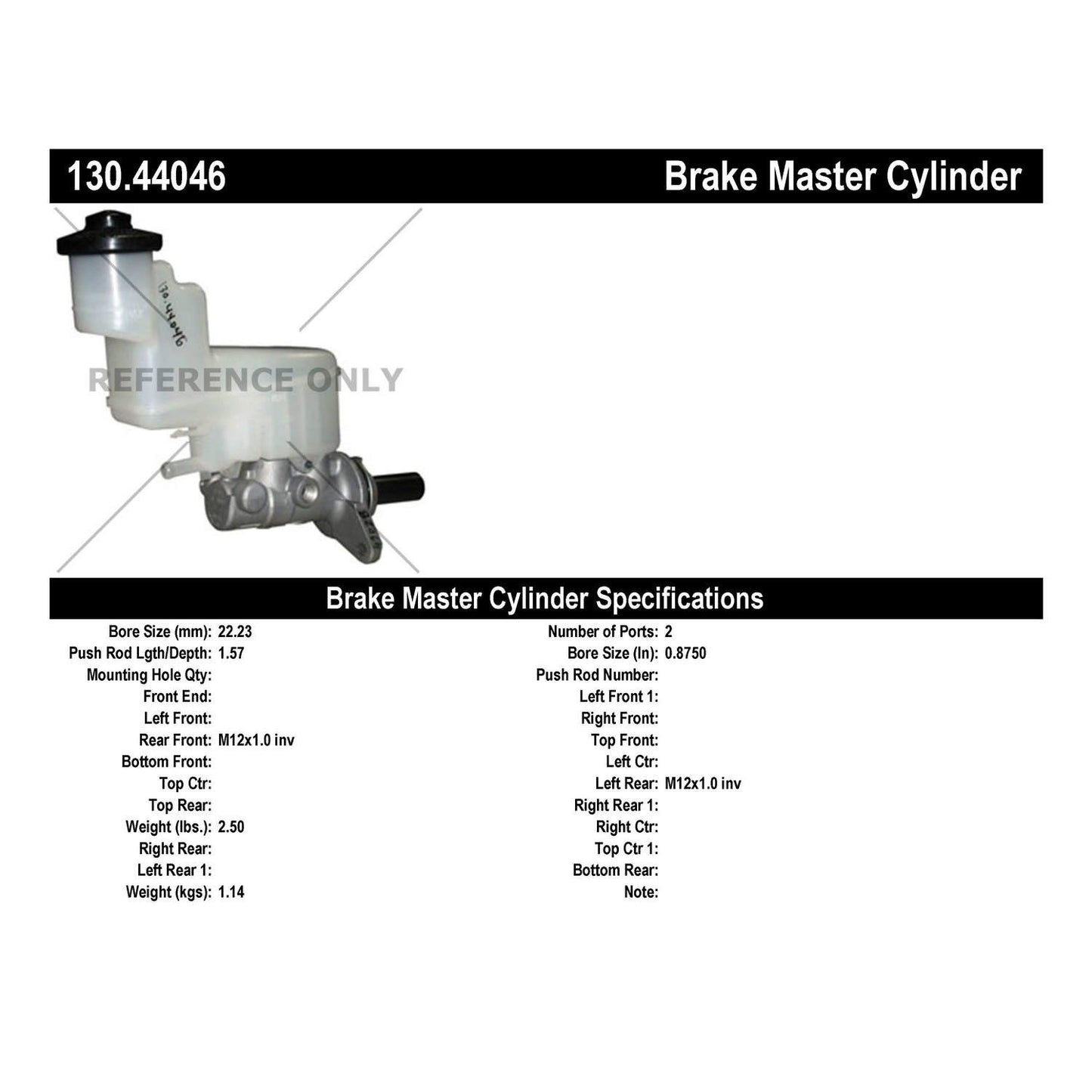 Centric Parts Premium Brake Master Cylinder 130.44046