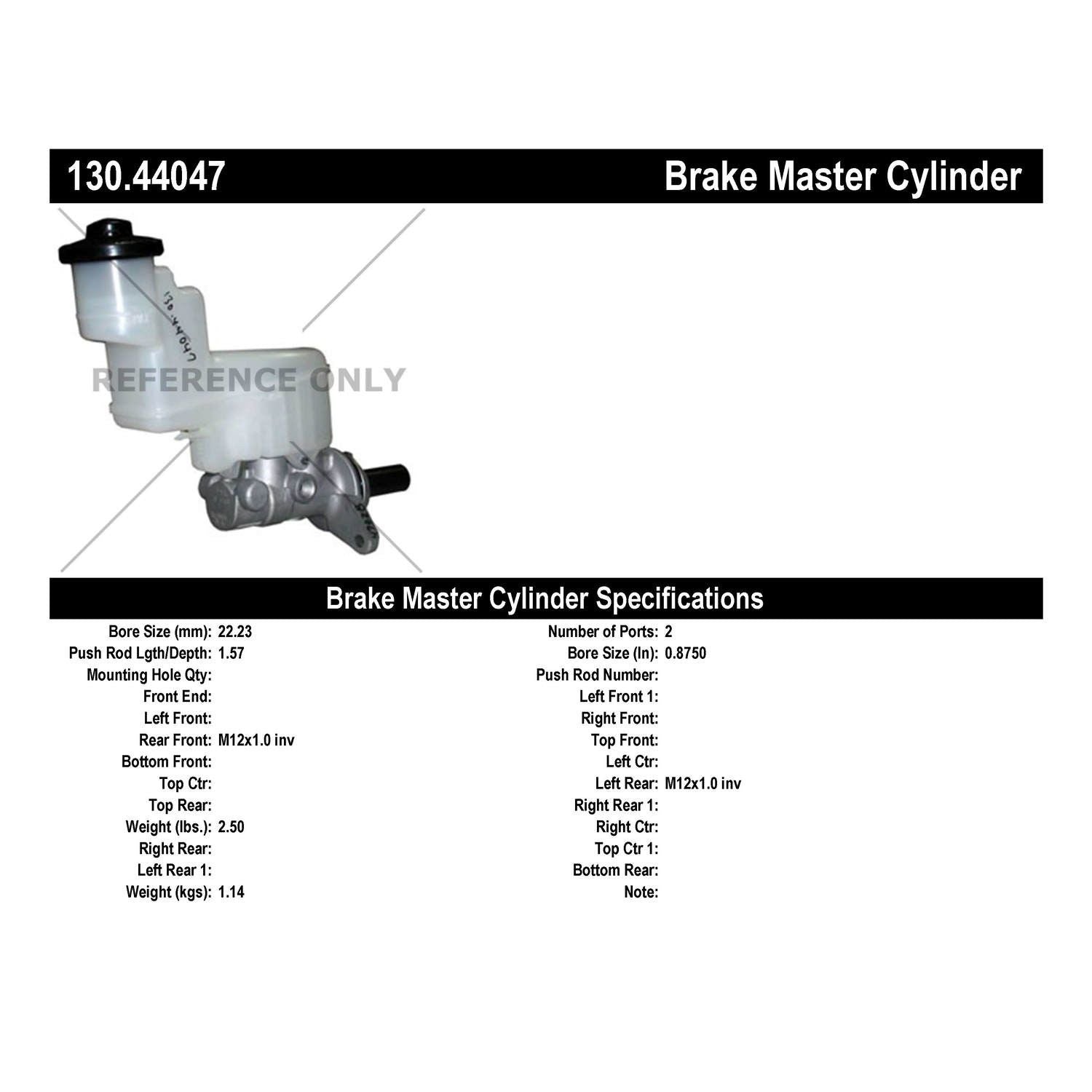 Centric Parts Premium Brake Master Cylinder 130.44047