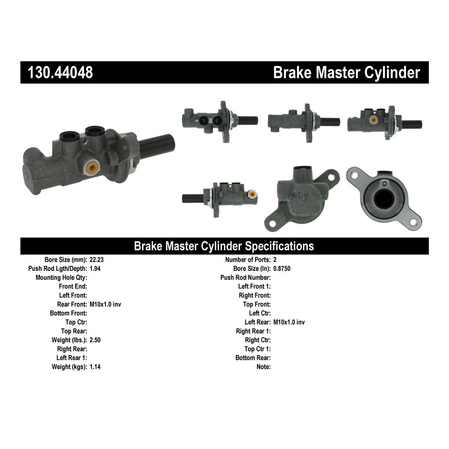 StopTech Premium Brake Master Cylinder 130.44048