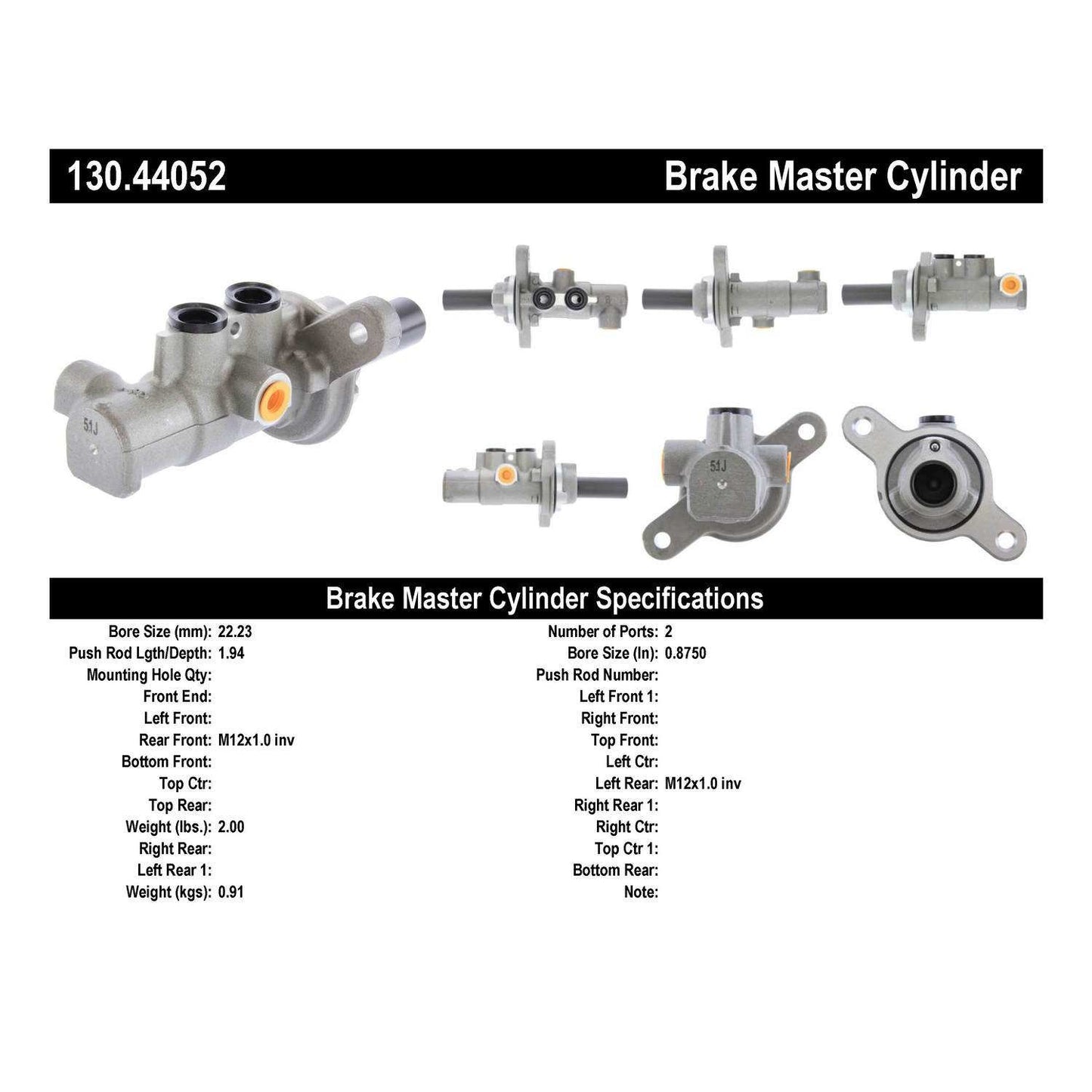 Centric Parts Premium Brake Master Cylinder 130.44052
