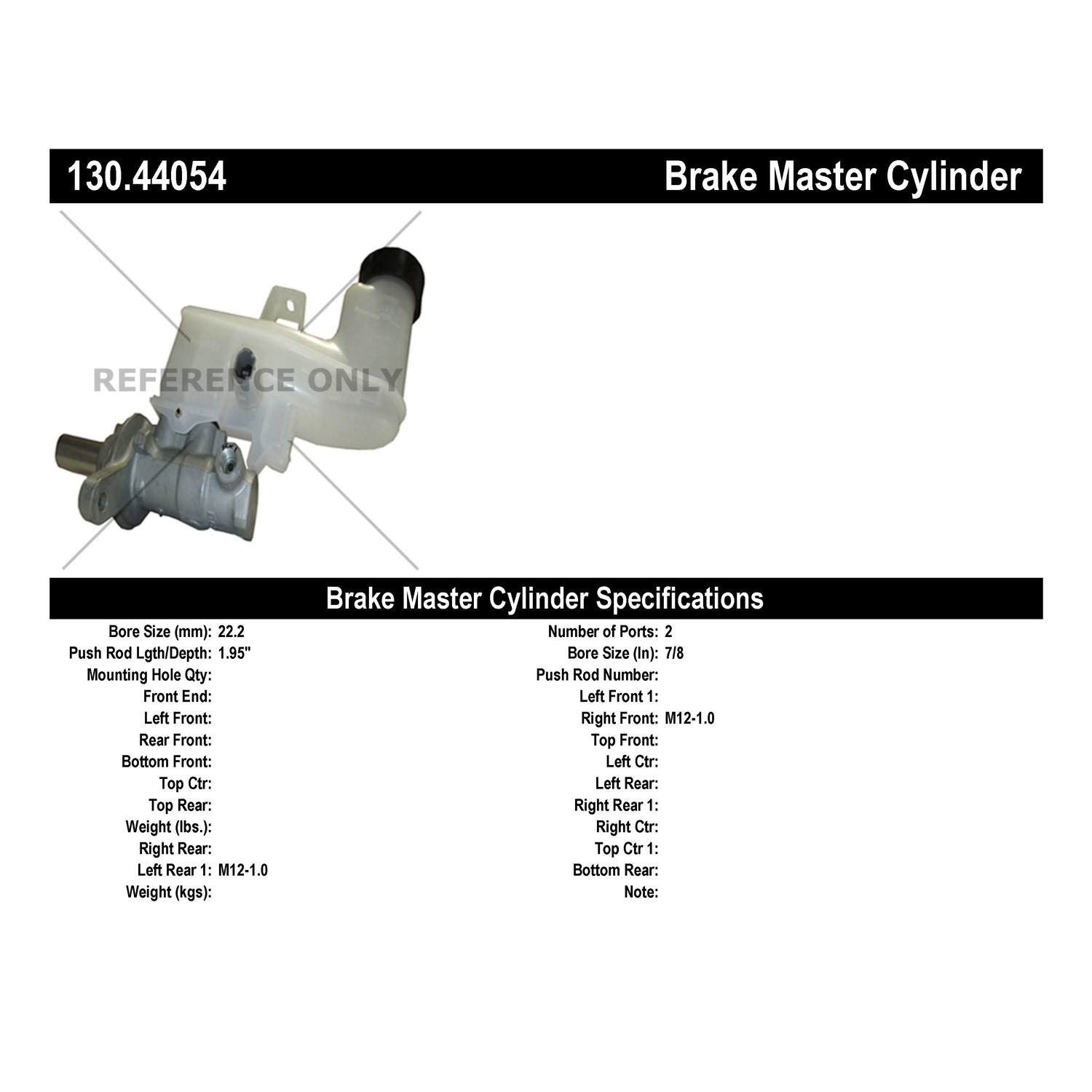 StopTech Premium Brake Master Cylinder 130.44054