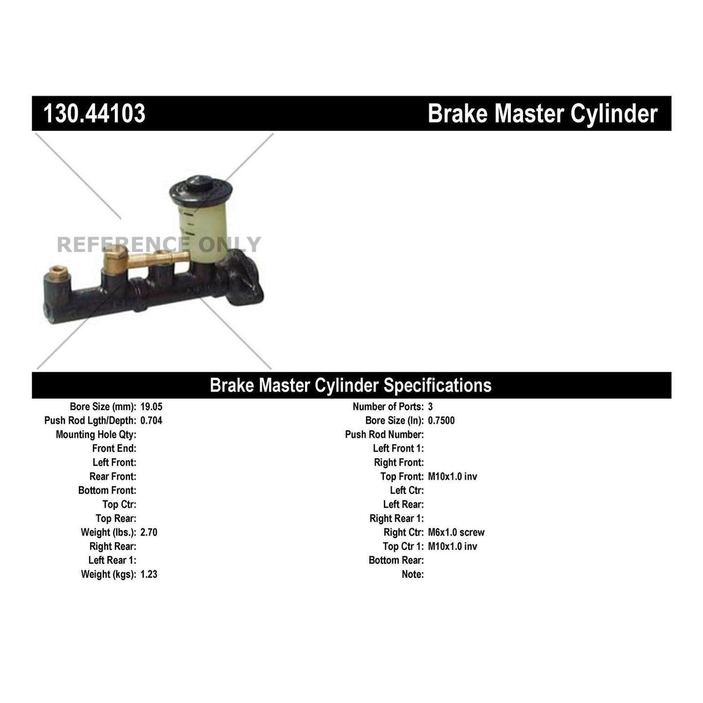 Centric Parts Brake Master Cylinder Premium 130.44103