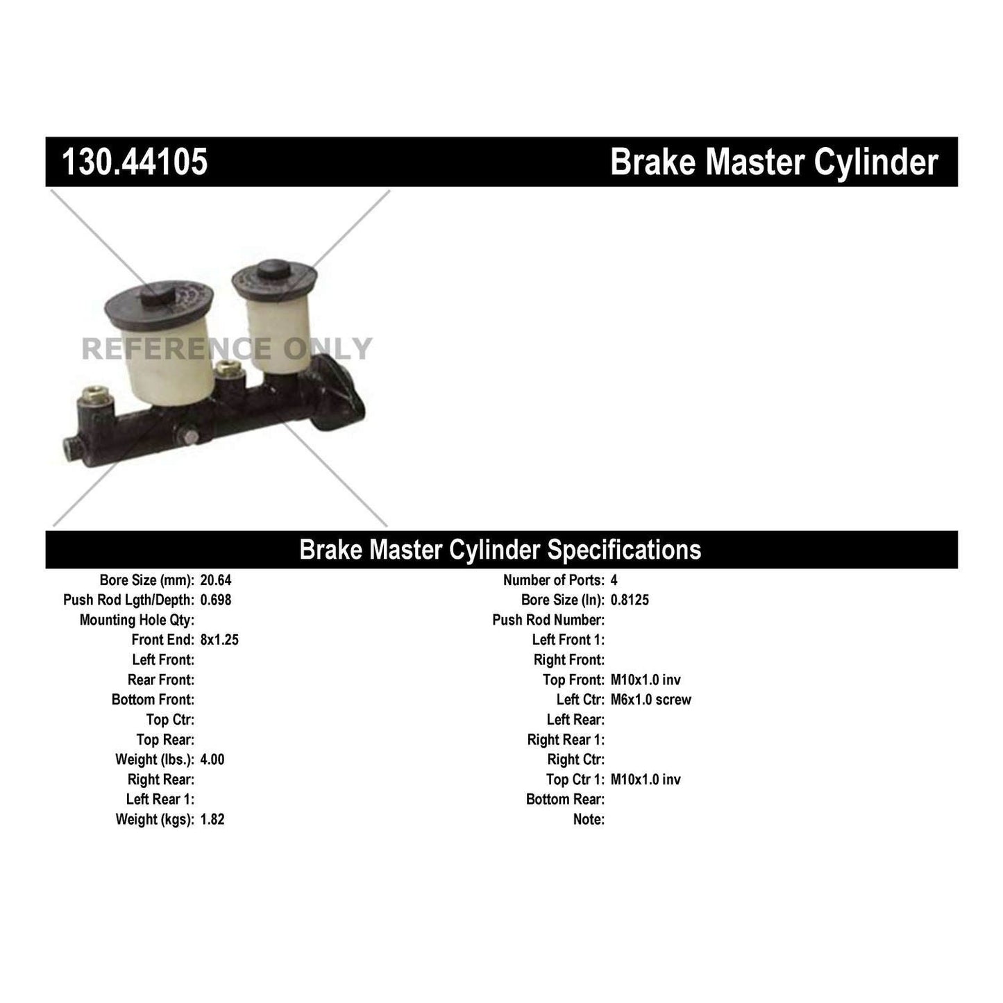 Centric Parts Brake Master Cylinder 130.44105