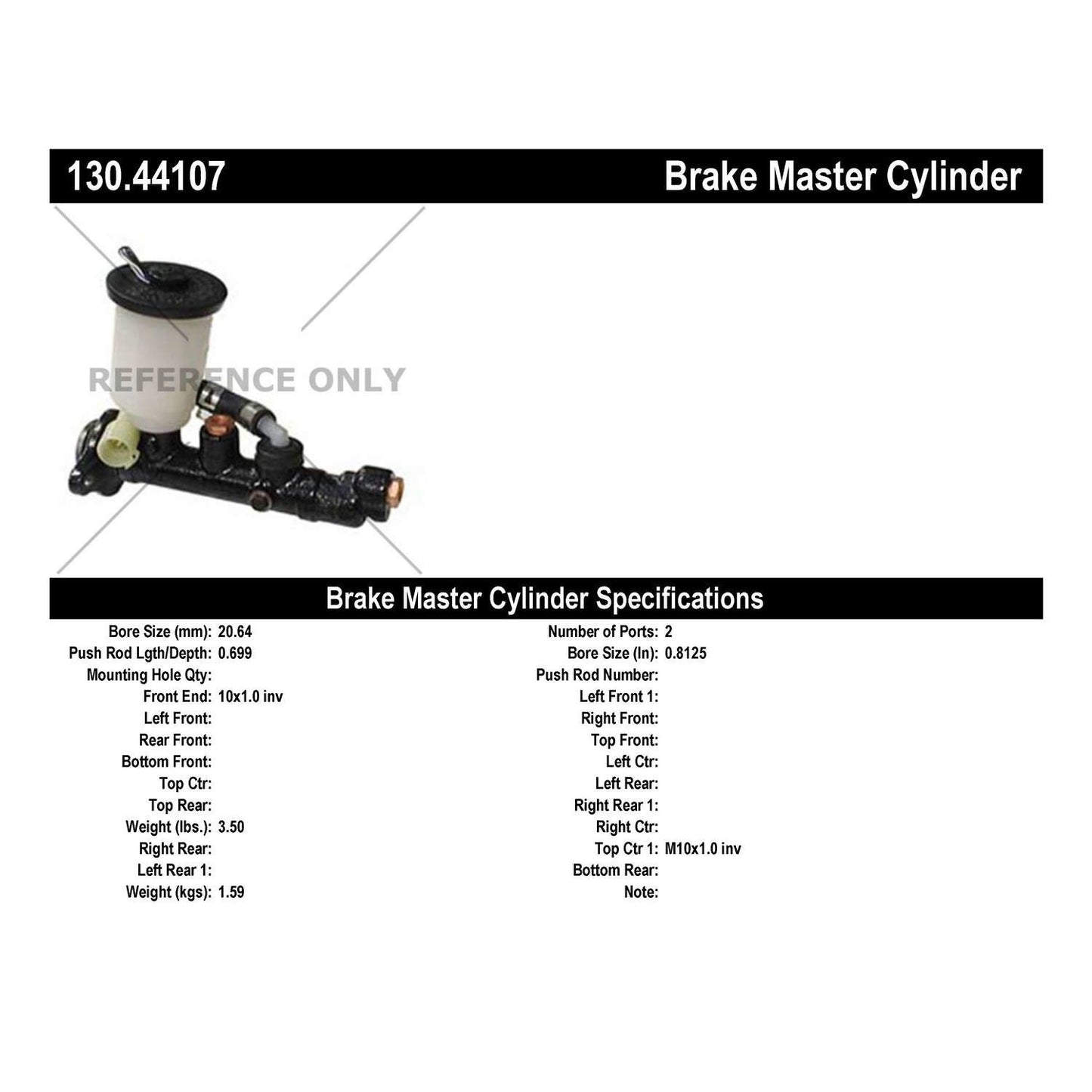 Centric Parts Premium Brake Master Cylinder 130.44107