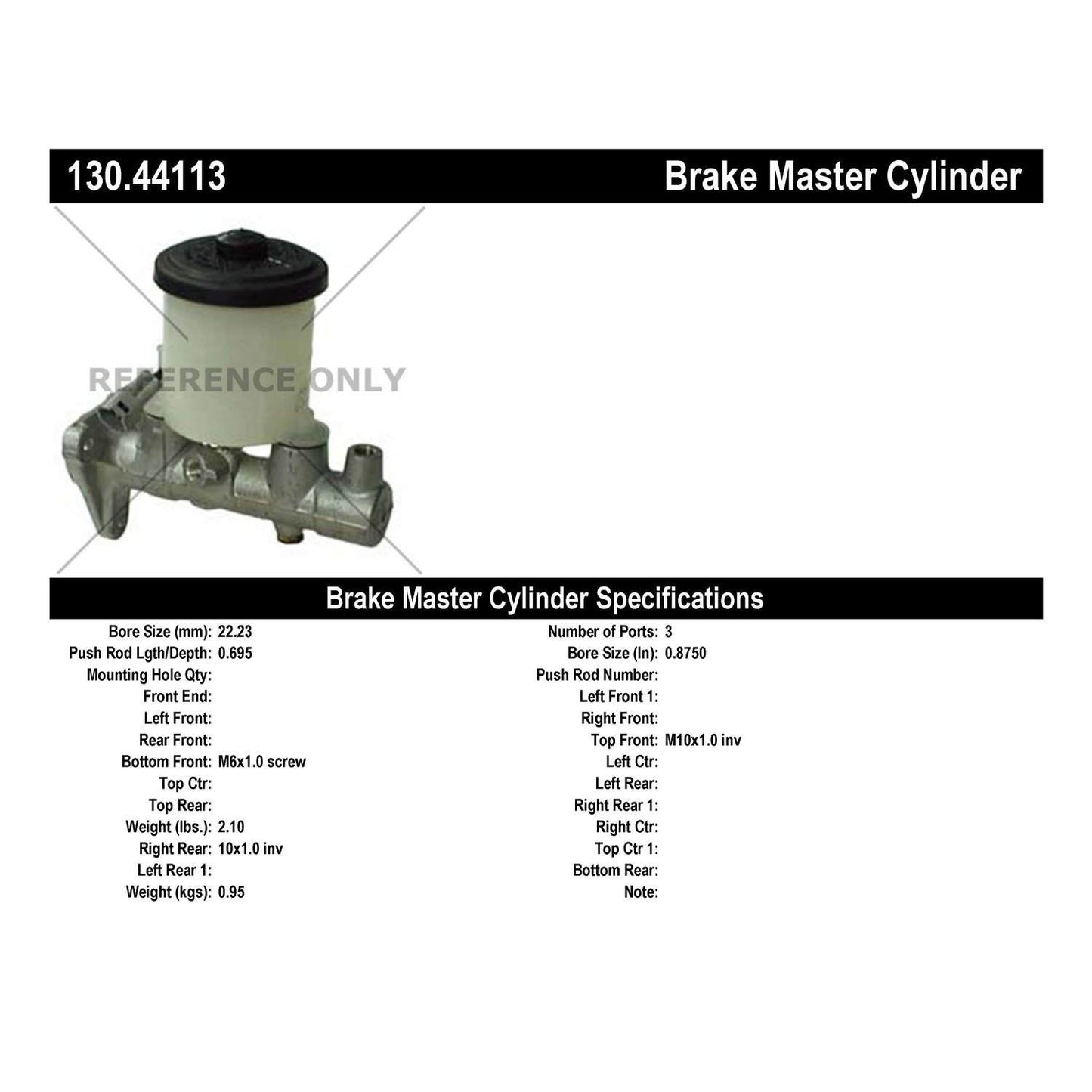 Centric Parts Brake Master Cylinder 130.44113