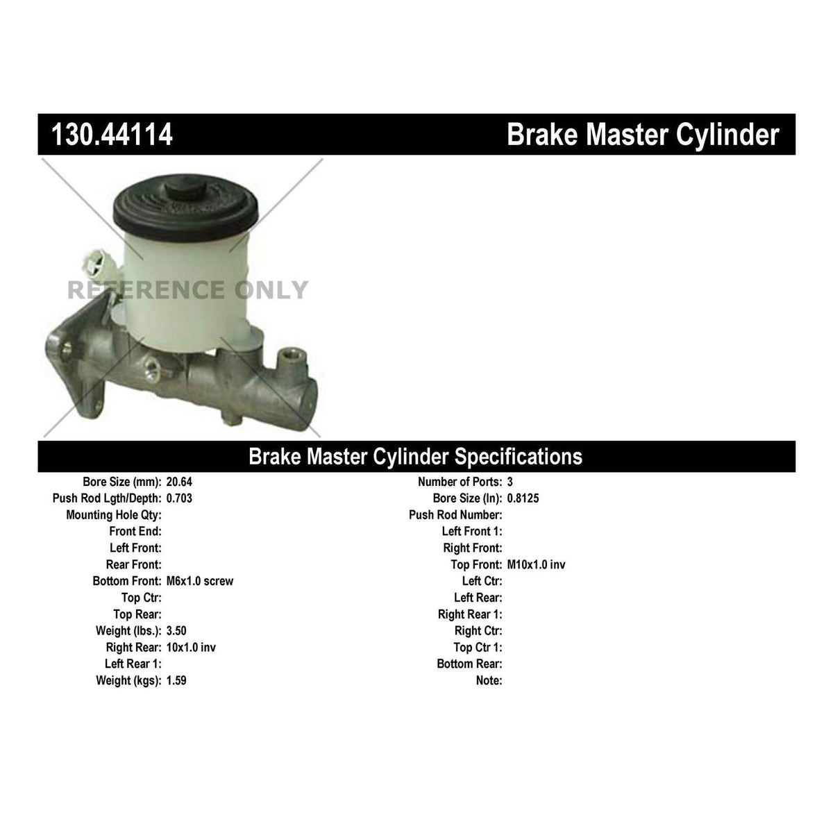 Centric Parts Brake Master Cylinder with Reservoir 130.44114
