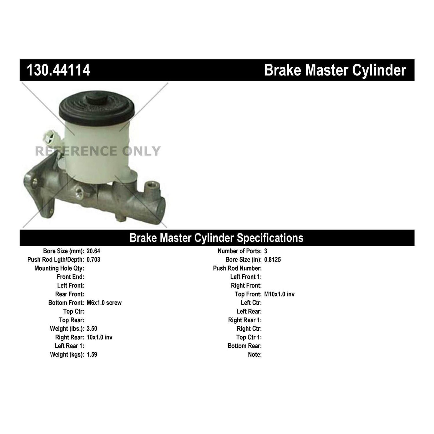 Centric Parts Brake Master Cylinder with Reservoir 130.44114