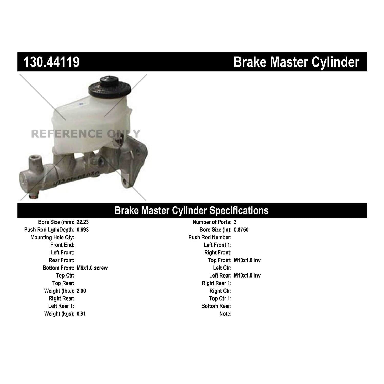 StopTech Premium Brake Master Cylinder 130.44119