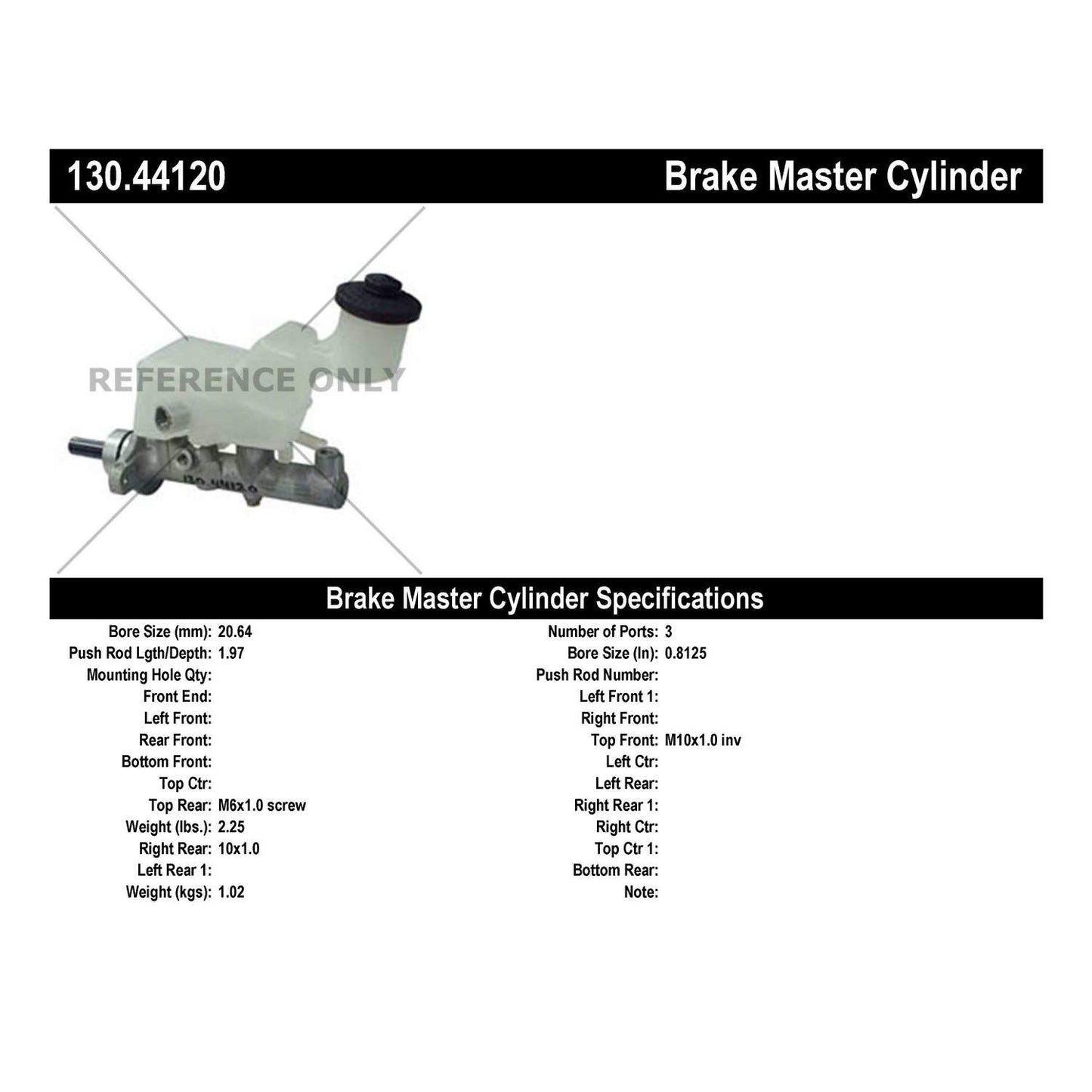 Centric Parts Premium Brake Master Cylinder 130.44120