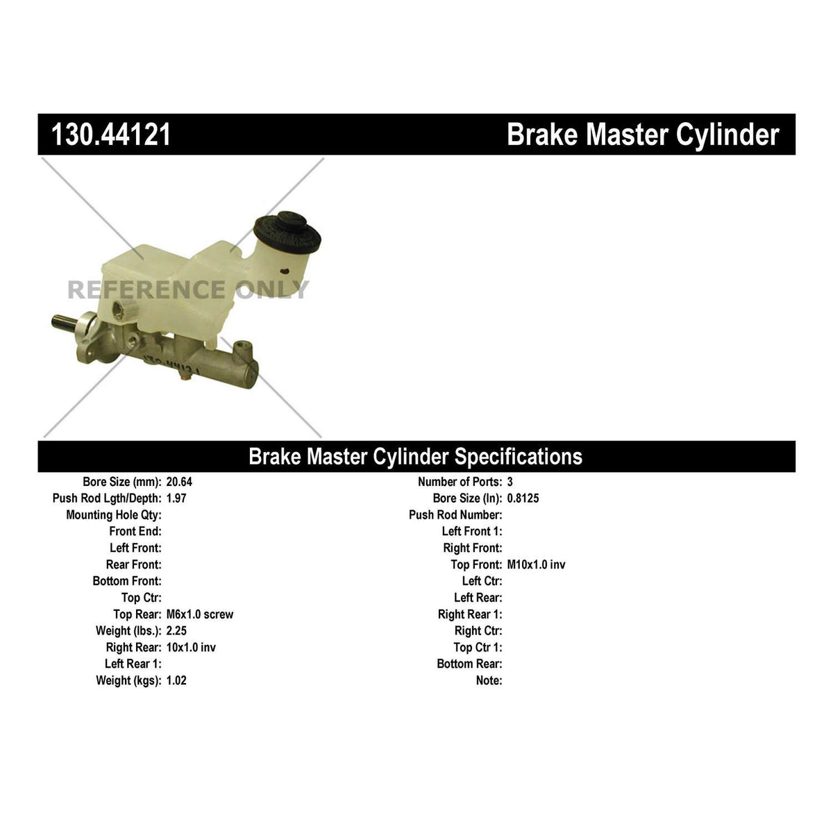 Centric Parts Premium Brake Master Cylinder 130.44121
