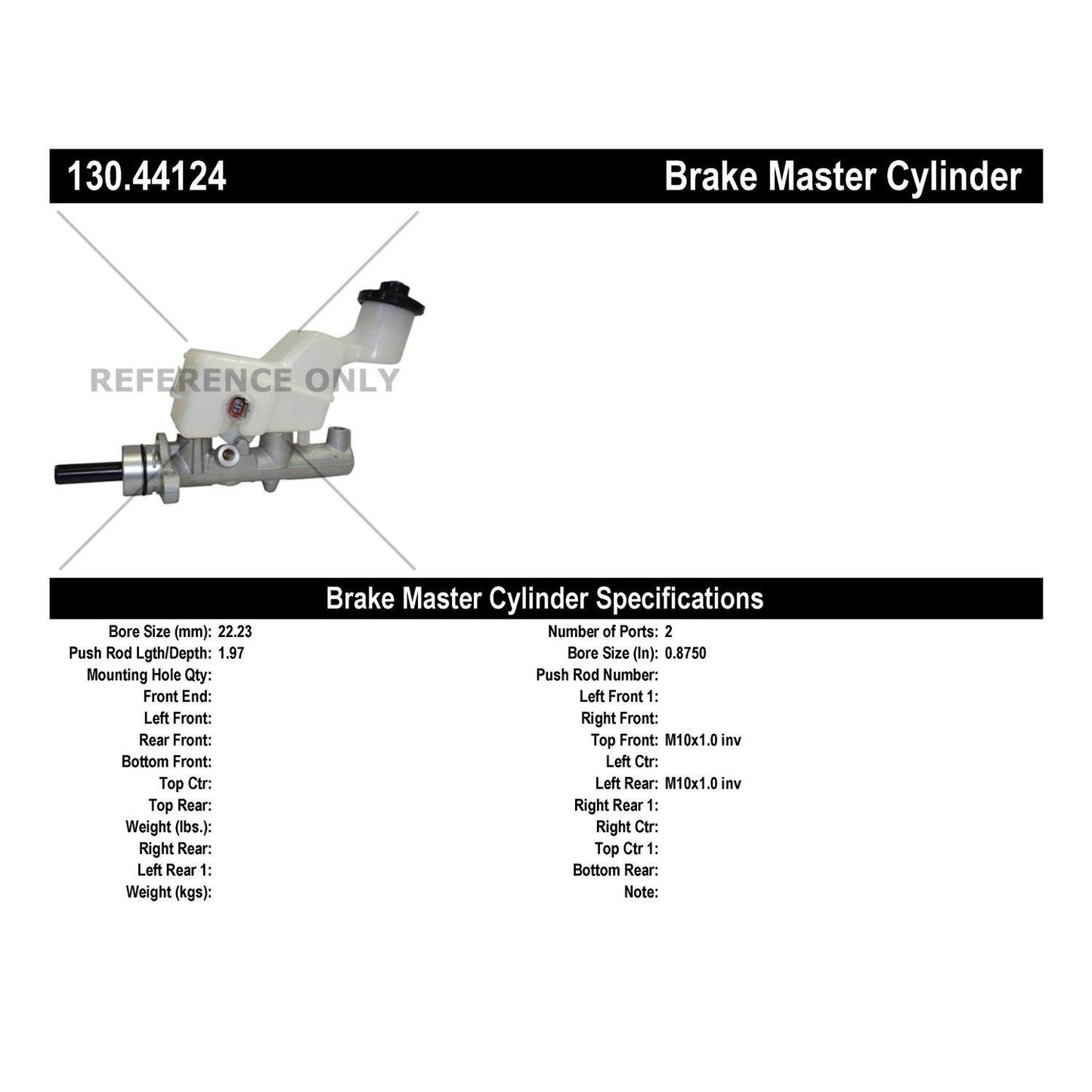 Centric Parts Brake Master Cylinder 130.44124