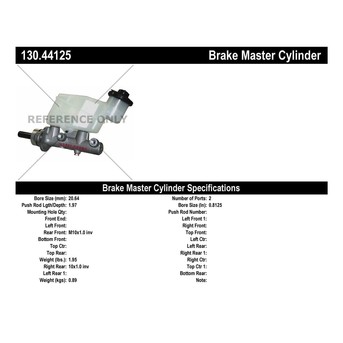 Centric Parts Brake Master Cylinder 130.44125