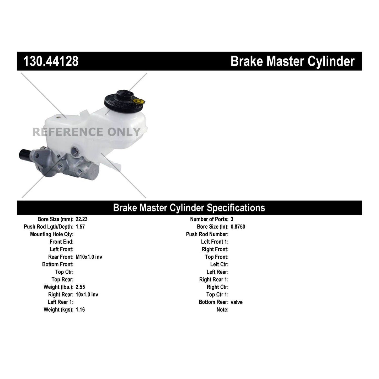 Centric Parts Premium Brake Master Cylinder 130.44128