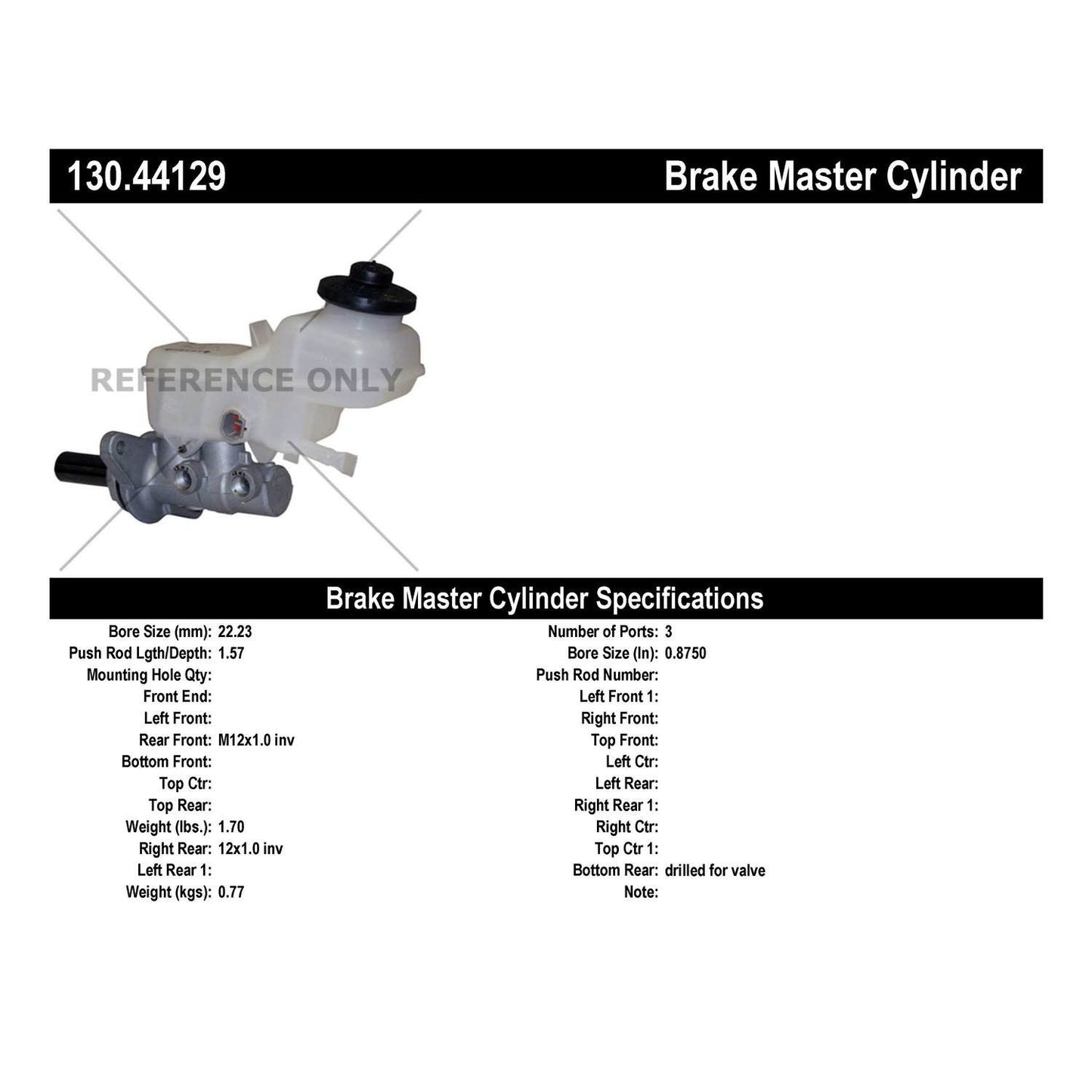 Centric Parts Premium Brake Master Cylinder 130.44129